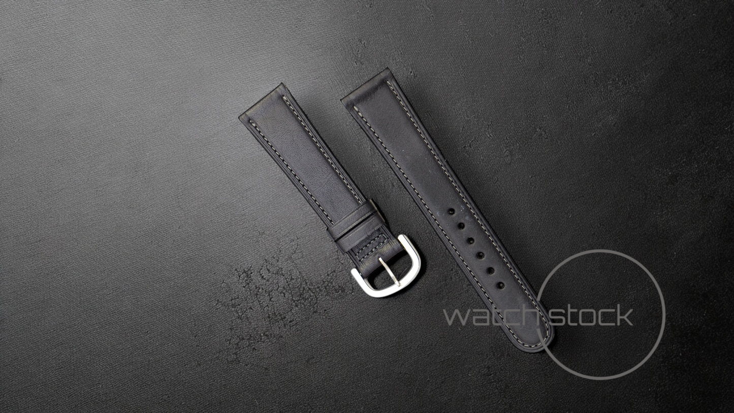 Cinturino Longines in pelle nero con fibbia loggata ansa 21mm