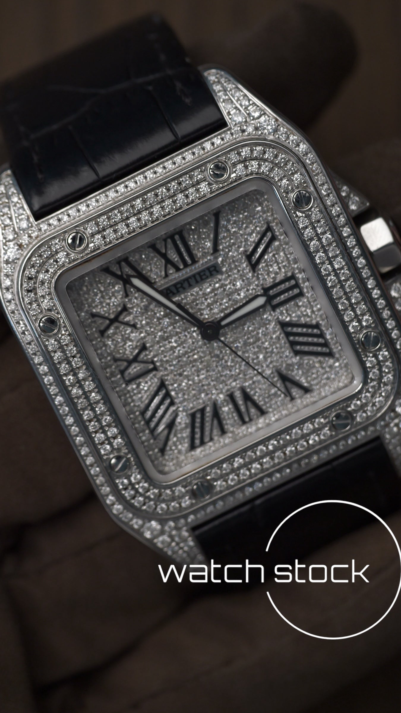 Cartier santos 100 XL ref.2656 Automatic custom diamond