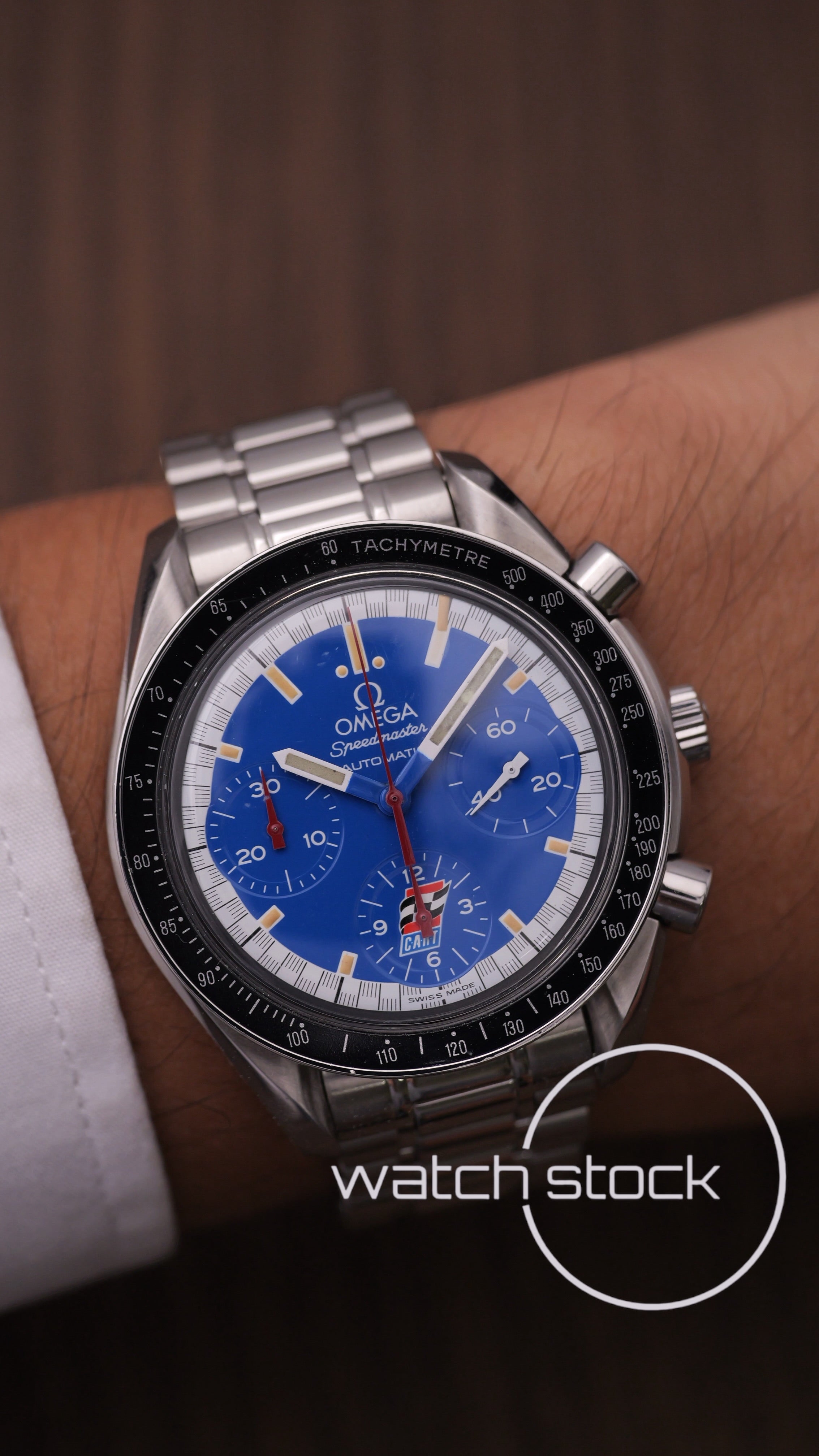 Omega speedmaster Schumacher blue Cart dial reduced ref. 175.0032 39mm automatic 1998