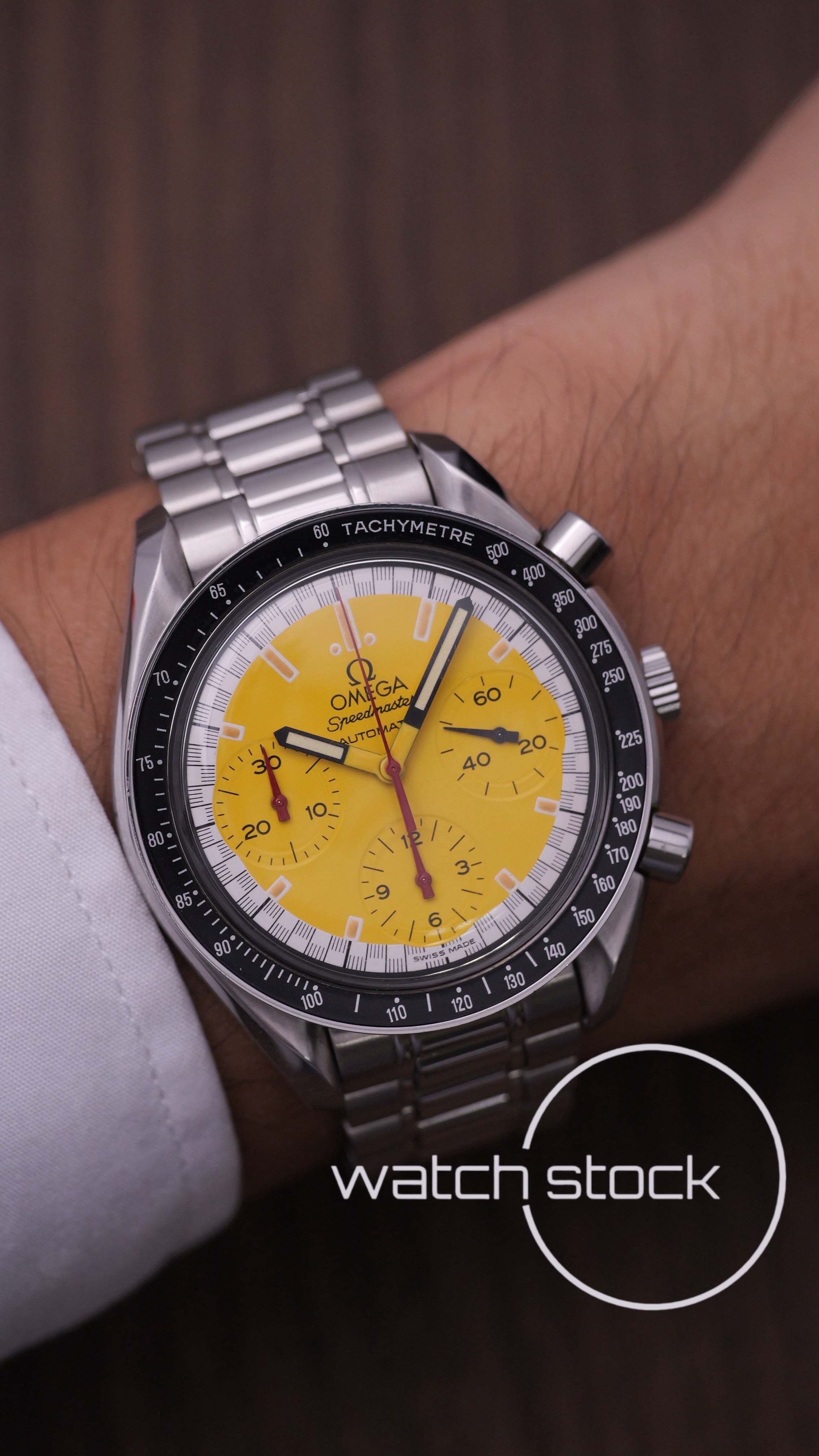 Omega speedmaster Schumacher reduced yellow dial ref. 175.0032 39mm automatic 1995