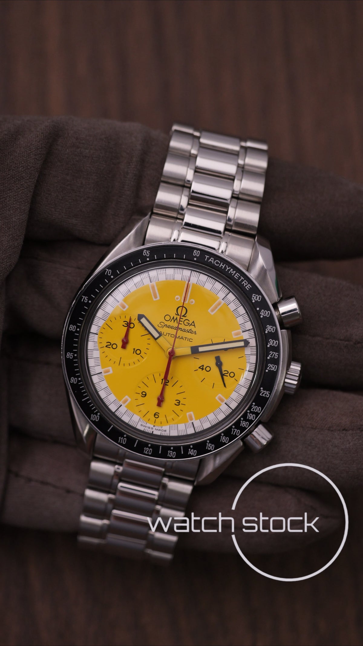 Omega speedmaster Schumacher reduced yellow dial ref. 175.0032 39mm automatic 1995