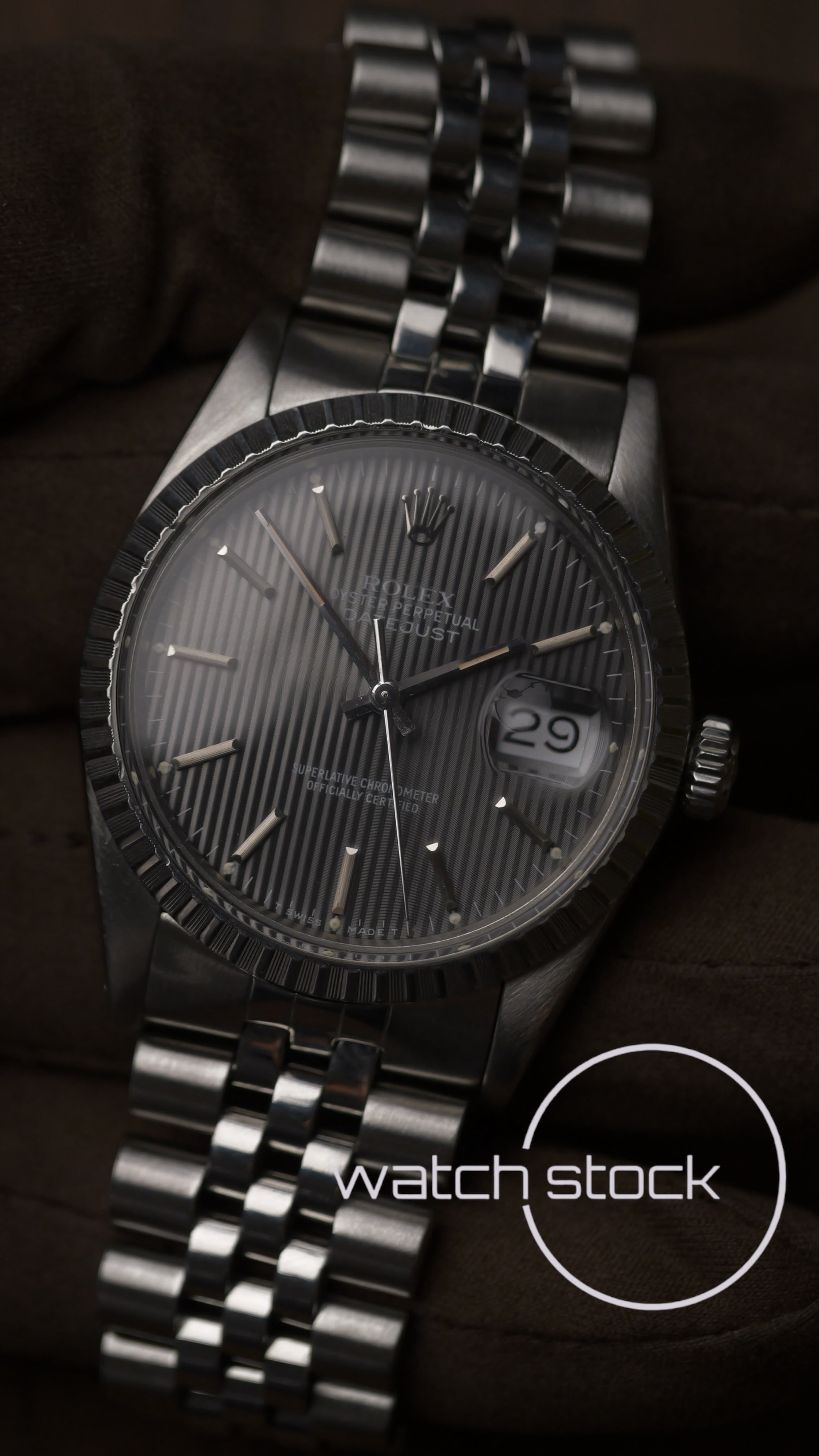 Rolex datejust 36mm grey tapestry dial 1987 ref.16030