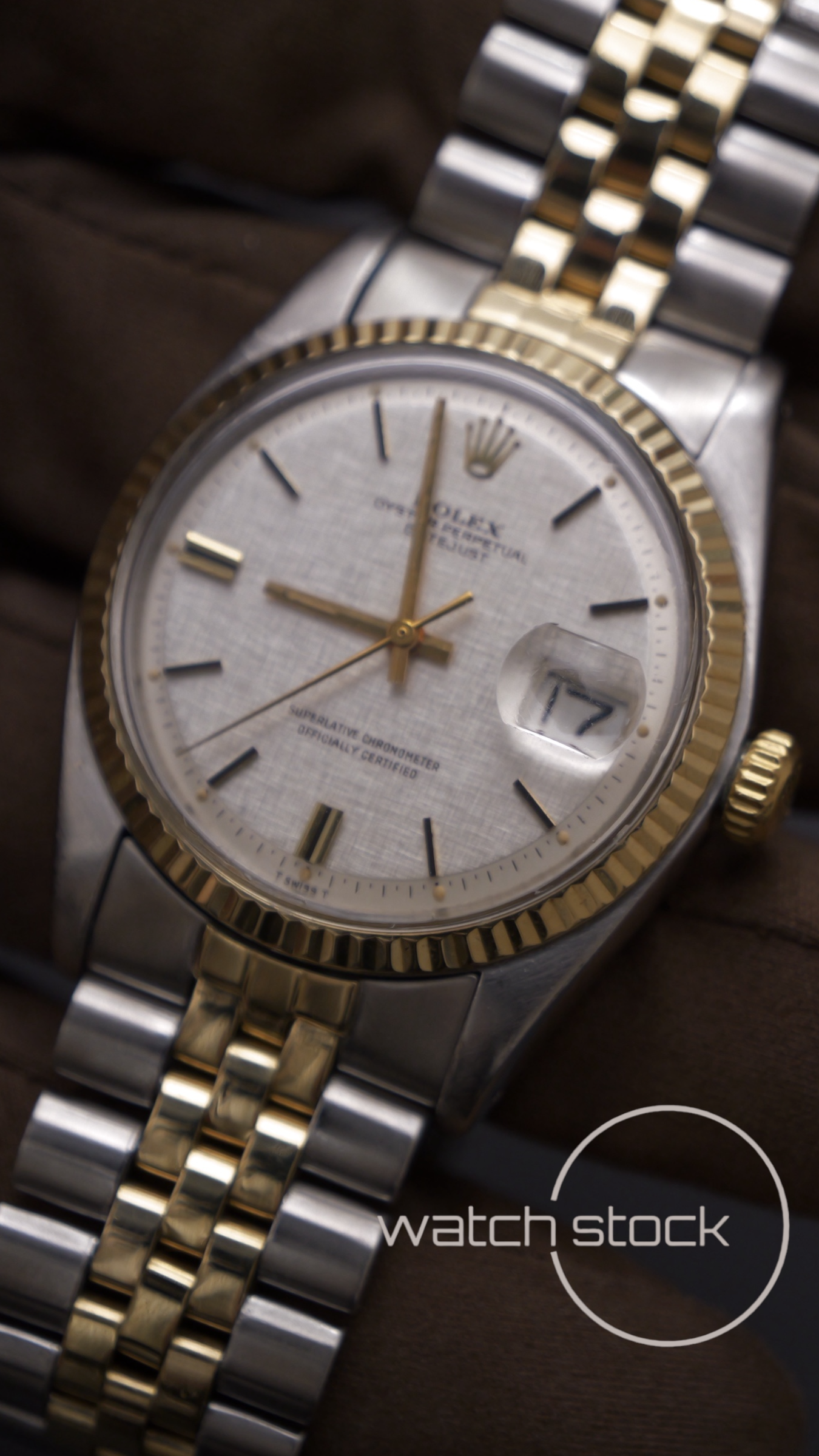 Rolex datejust linen dial 36mm ref. 1601 steel / gold bitonale