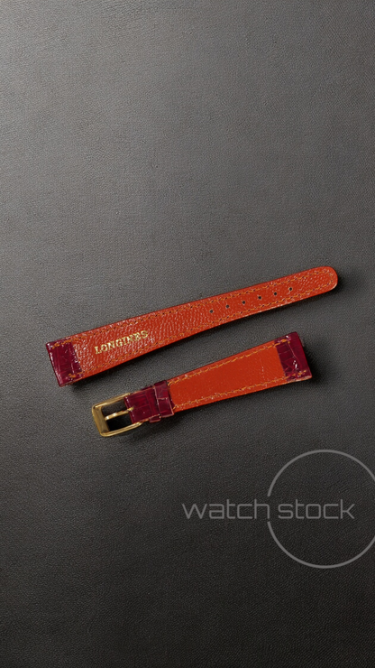 Cinturino Longines in pelle coccodrillo rosso con fibbia loggata ansa 18mm