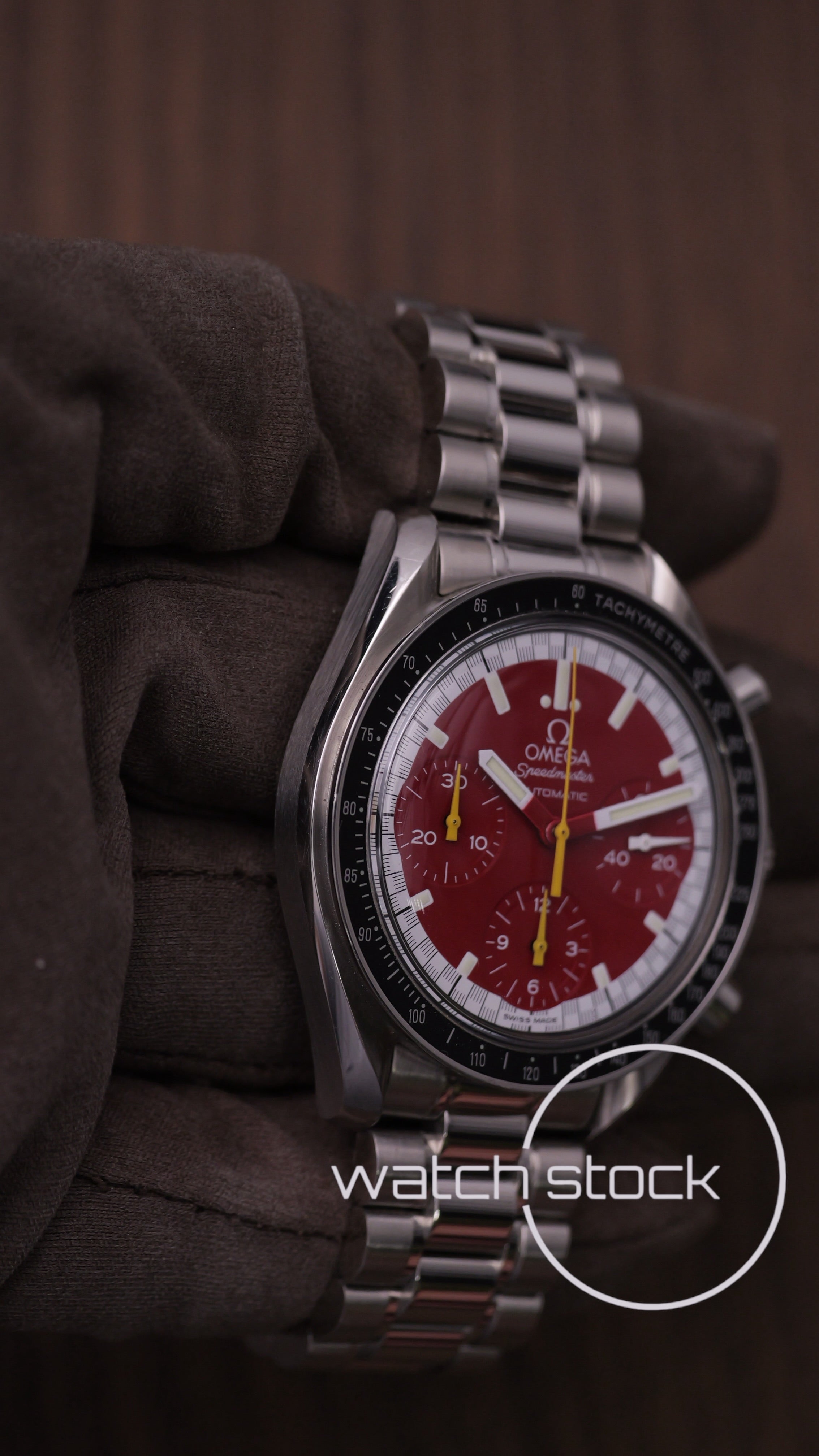 Omega speedmaster Schumacher reduced red dial ref. 175.0032 39mm automatic 1995