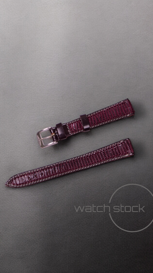 Cinturino Longines in pelle di rettile rosso con fibbia loggata ansa 14mm