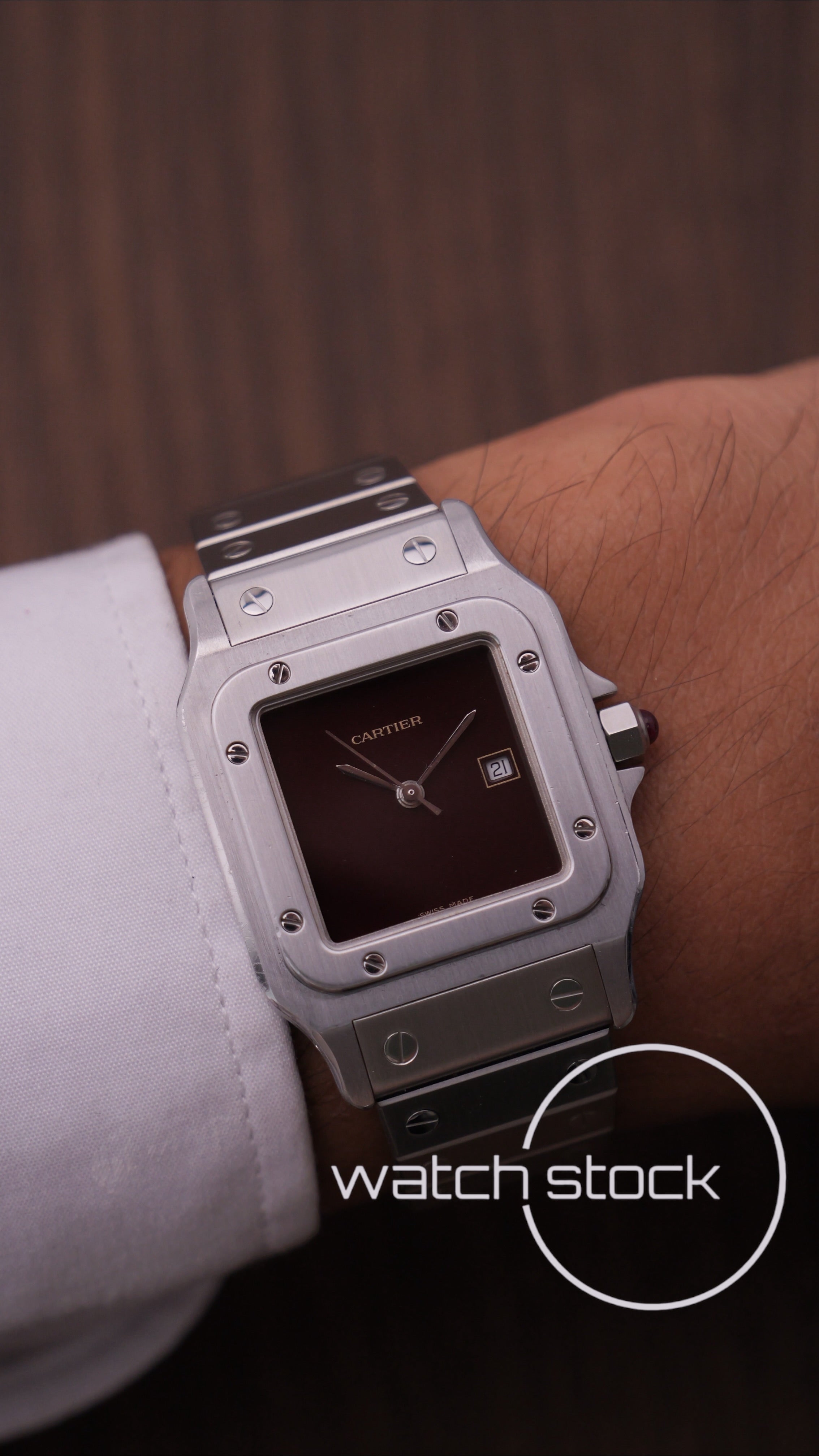 Cartier santos carre burgundy 29x41mm men ref.2960 Automatic