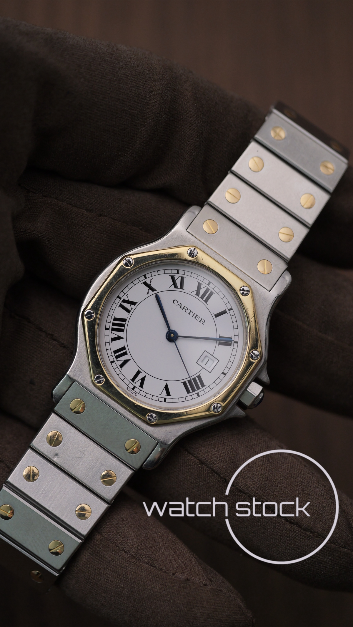 Cartier santos Octagon 30mm acciaio oro Large men ref.2966 Automatic