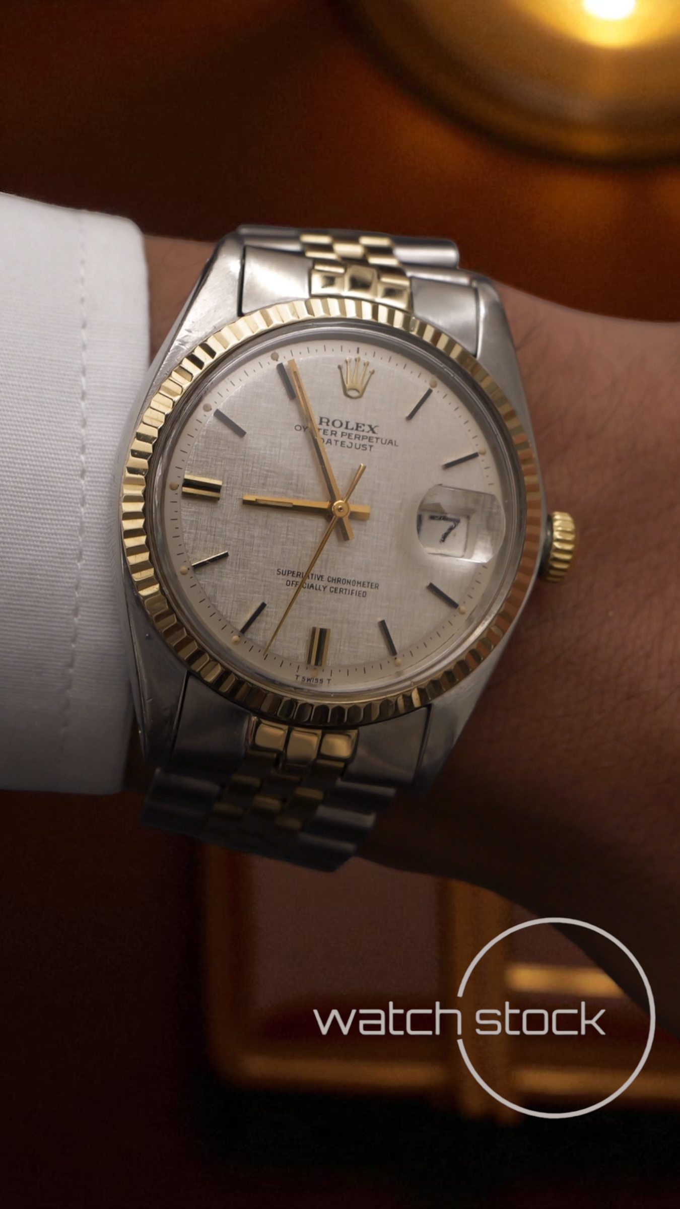 Rolex datejust linen dial 36mm ref. 1601 steel / gold bitonale