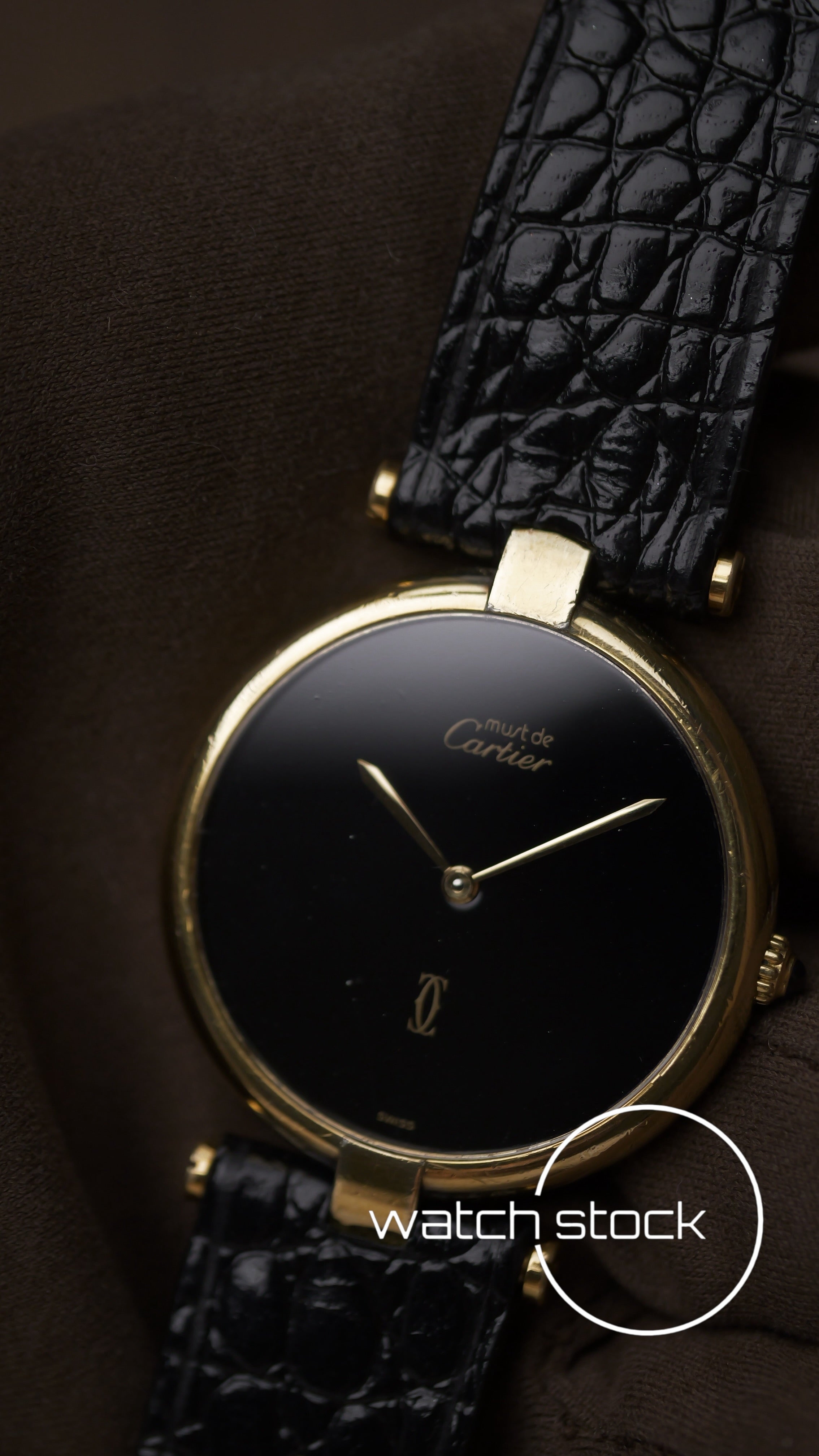 Cartier Vendome 30mm black dial unisex 1990