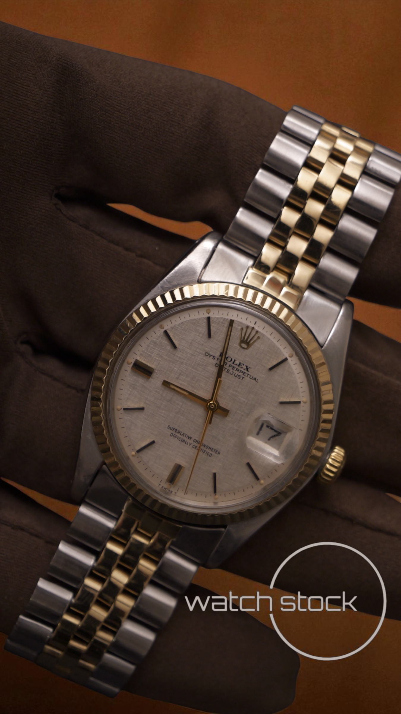 Rolex datejust linen dial 36mm ref. 1601 steel / gold bitonale