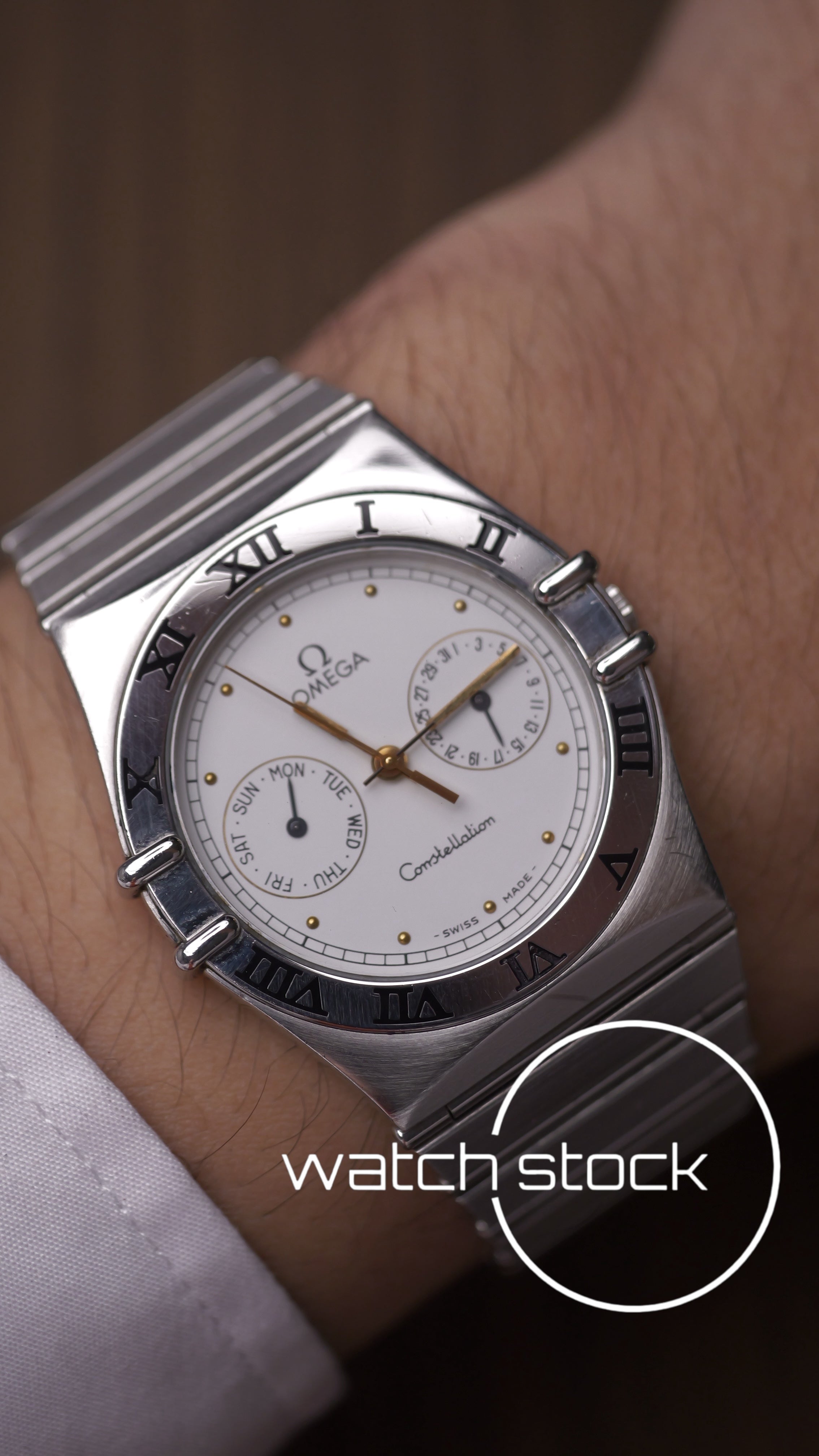 Omega constellation day-date 34mm white dial