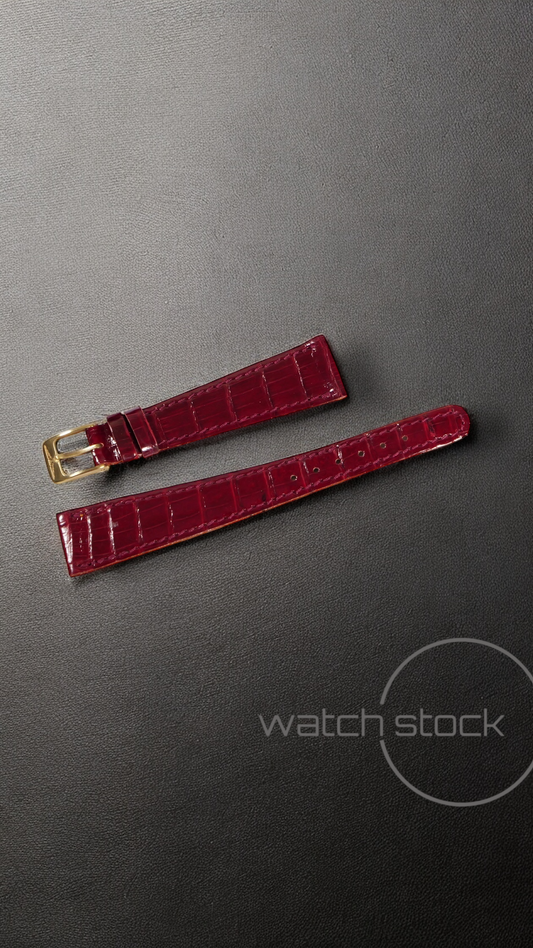 Cinturino Longines in pelle coccodrillo rosso con fibbia loggata ansa 18mm