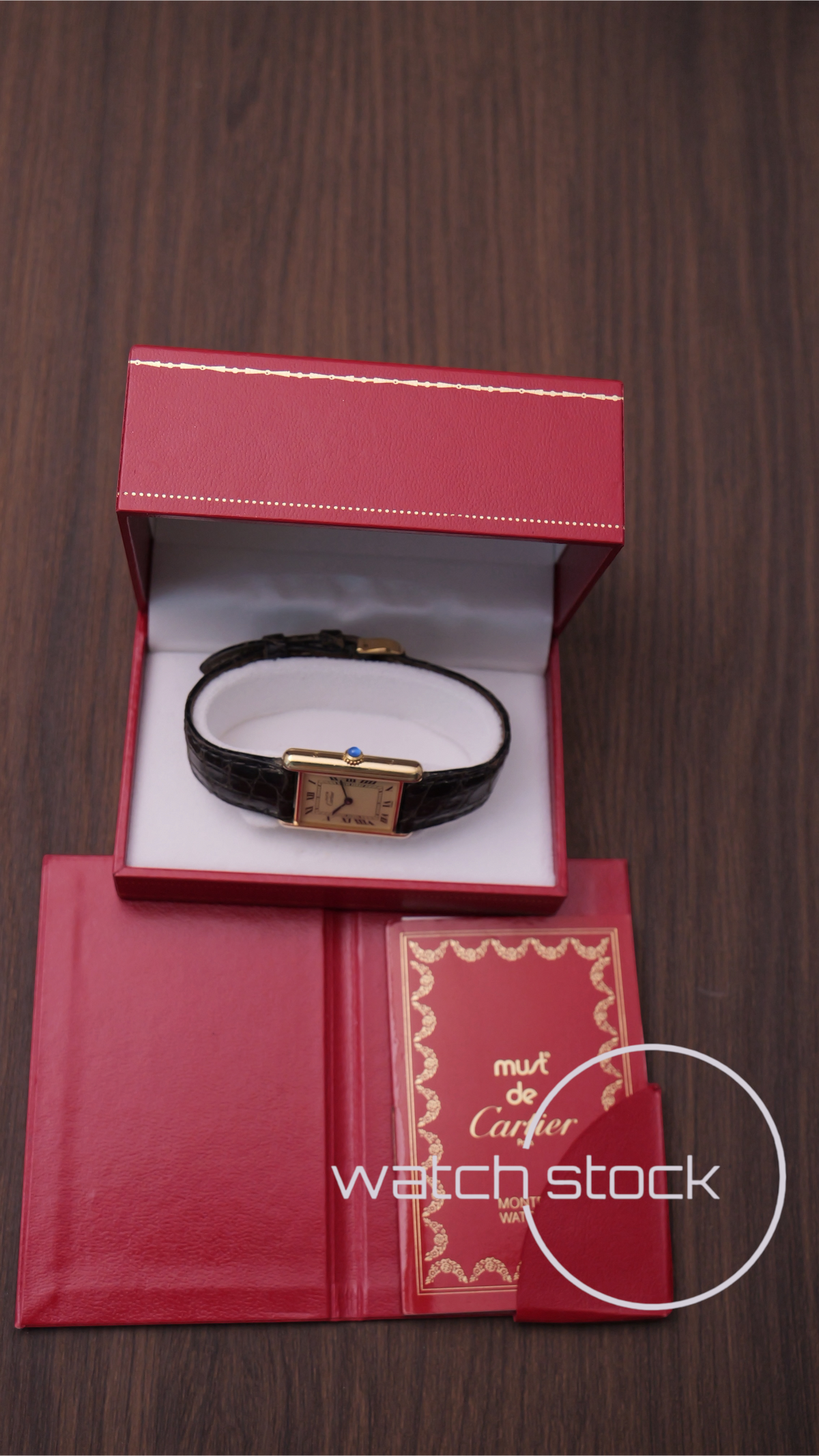 Cartier Tank vintage men size 6 lemon dial roman 1980