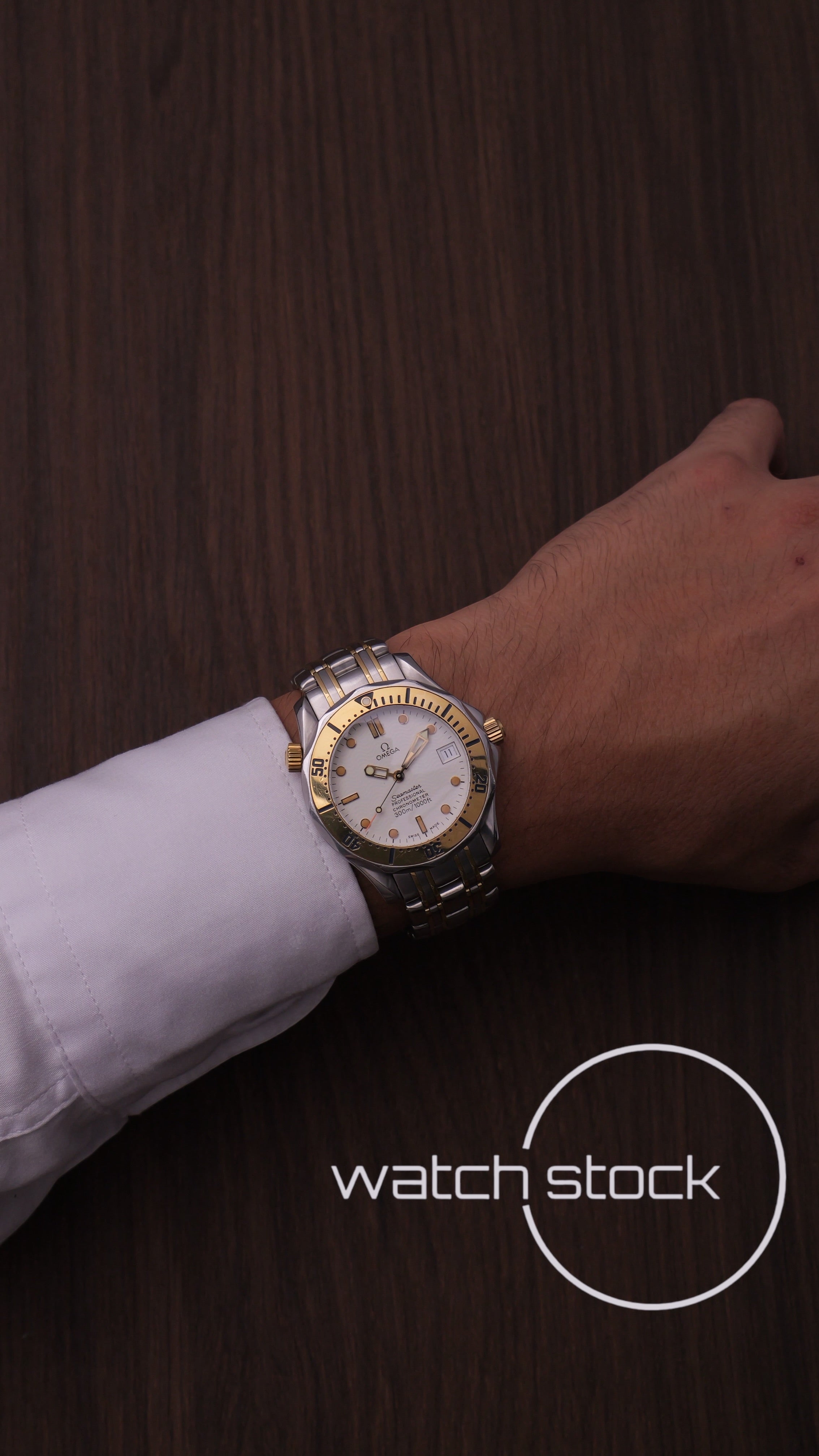 Omega seamaster 300m 36mm white dial two-tone ref 168.1502