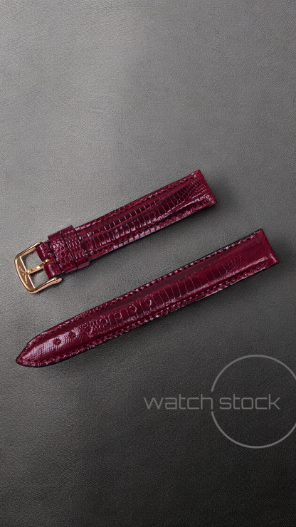 Cinturino Longines in pelle di rettile rosso con fibbia loggata ansa 14mm