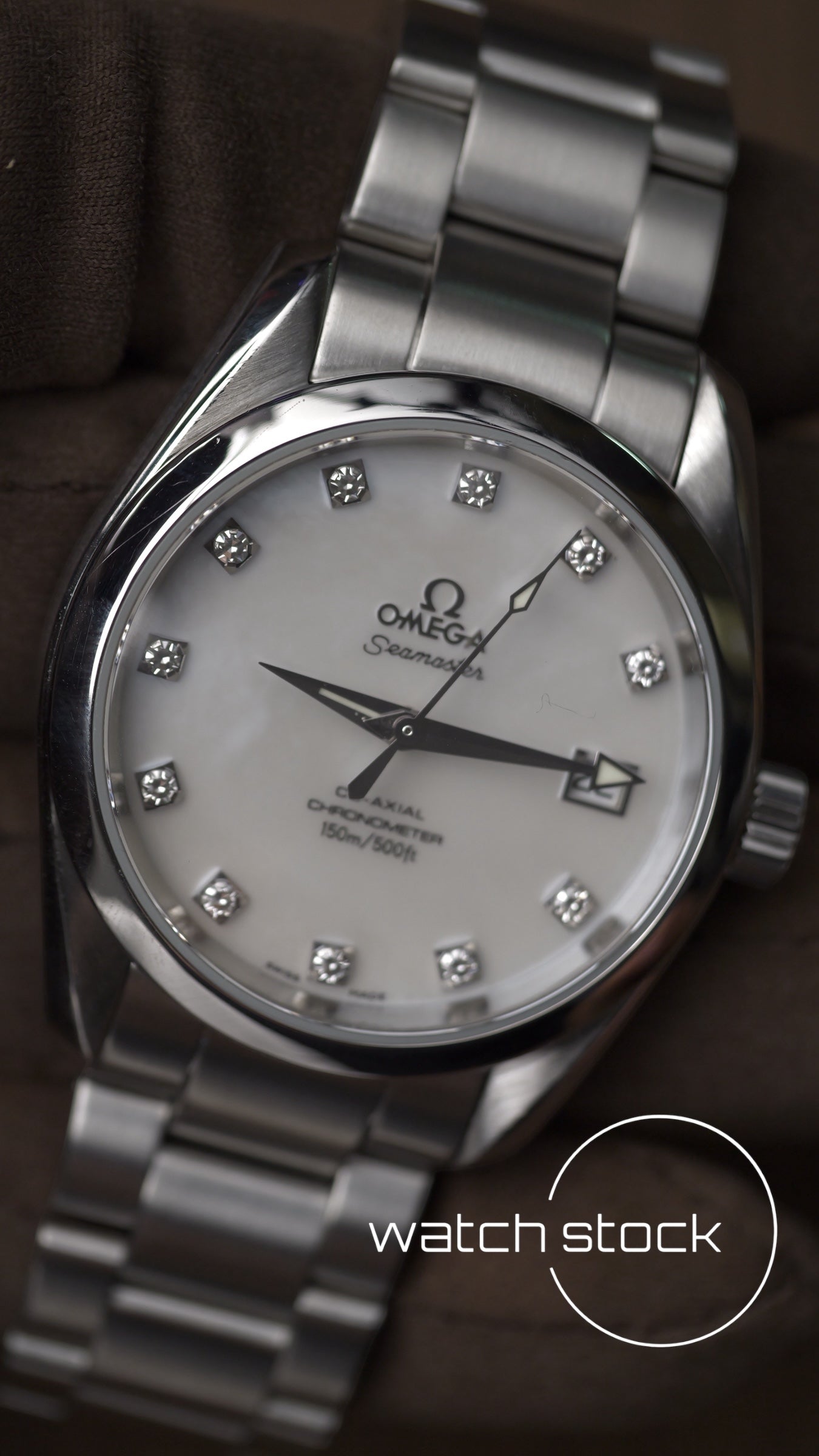 Omega Seamaster Acquaterra 36mm co-axial ref.168.1115 dial madreperla e diamanti serviced