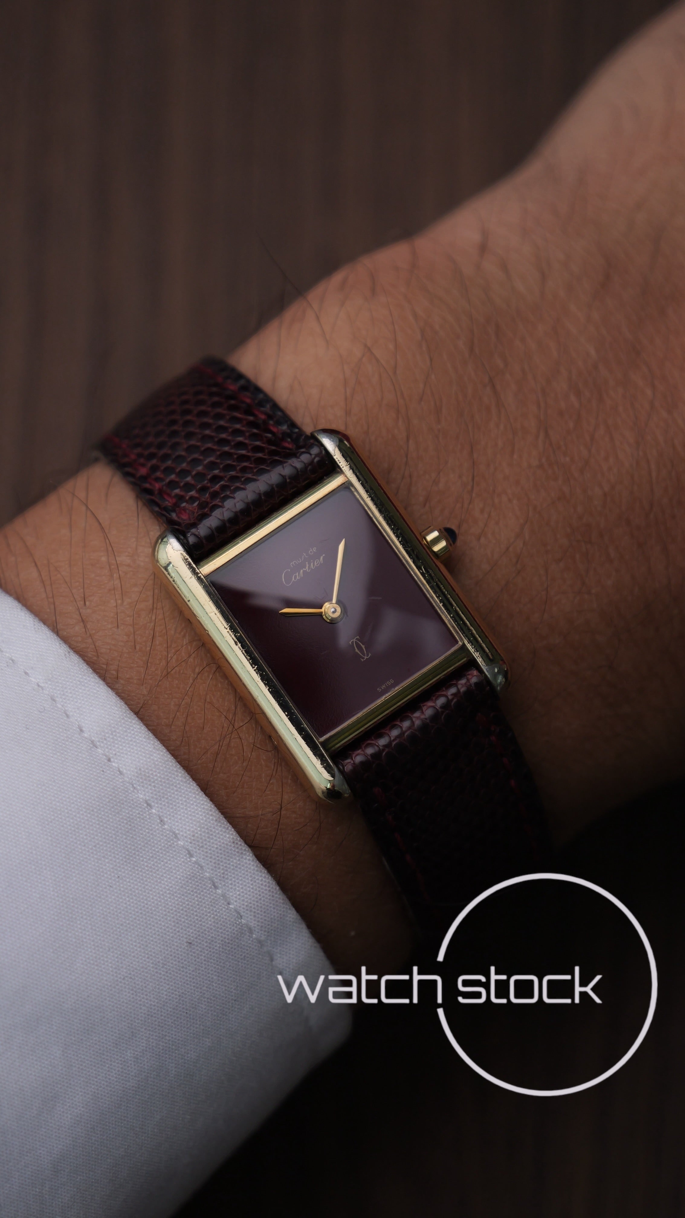 Cartier Tank TG3 Burgundy Dial 1980