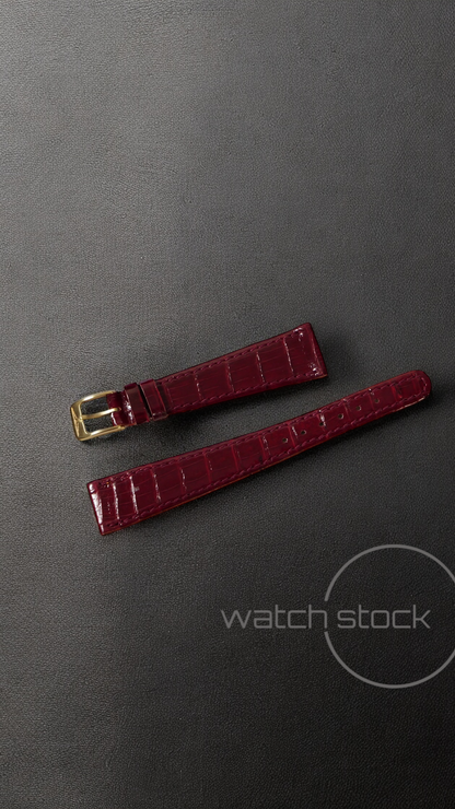 Cinturino Longines in pelle coccodrillo rosso con fibbia loggata ansa 18mm