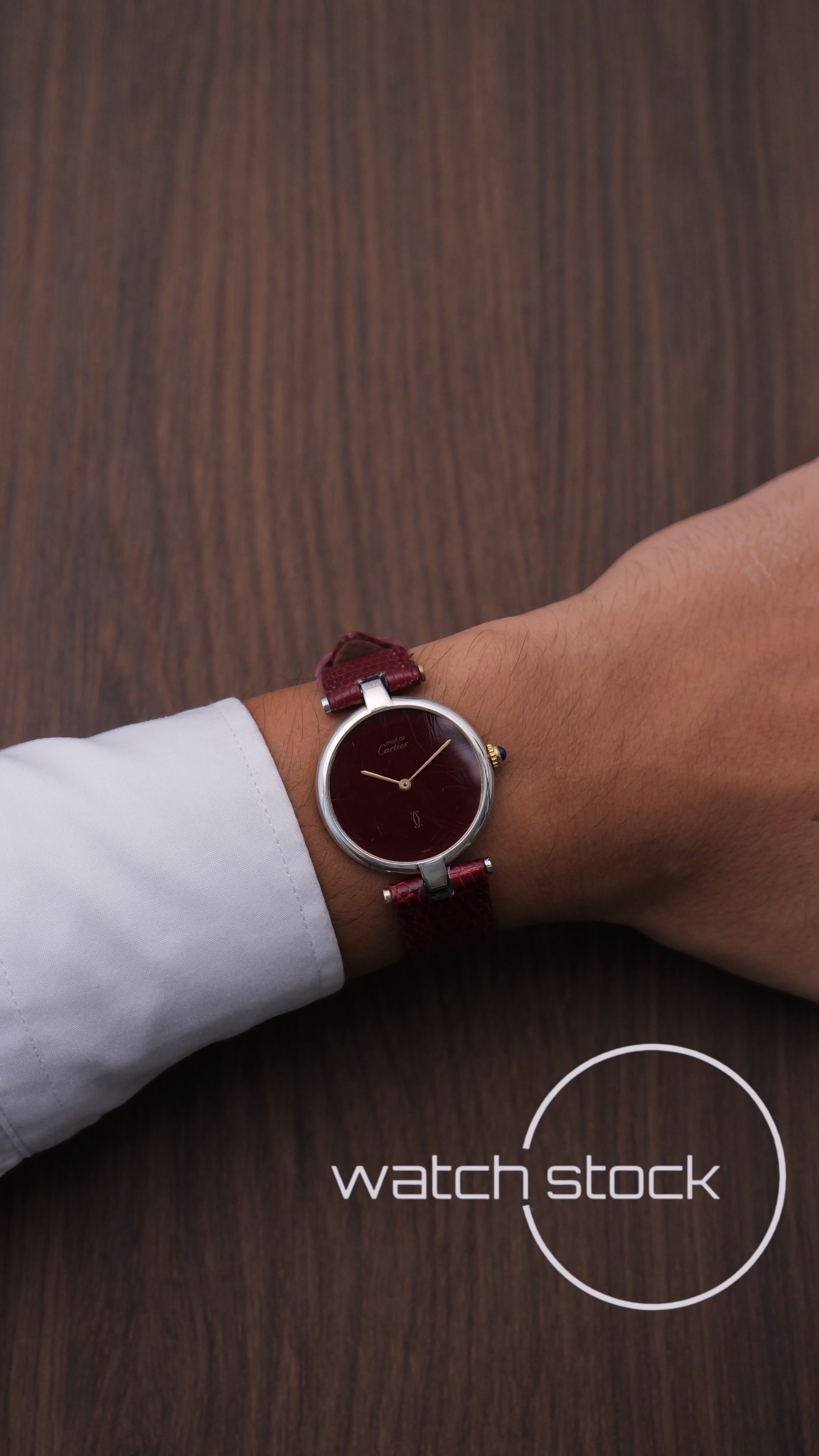 Cartier Vendome 30mm Burgundy dial 1980