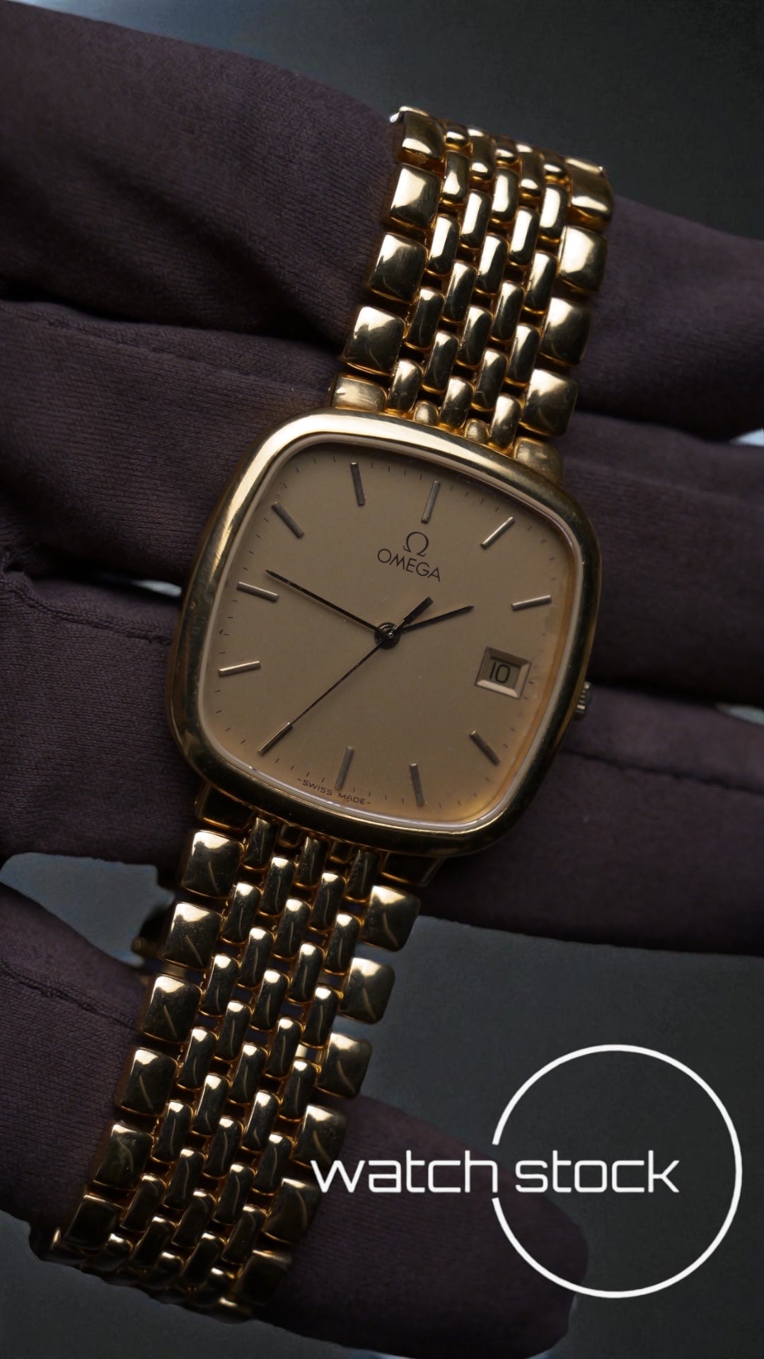 Omega de ville bracciale chicchi di riso placcato oro ref: 39508772 anno 1989