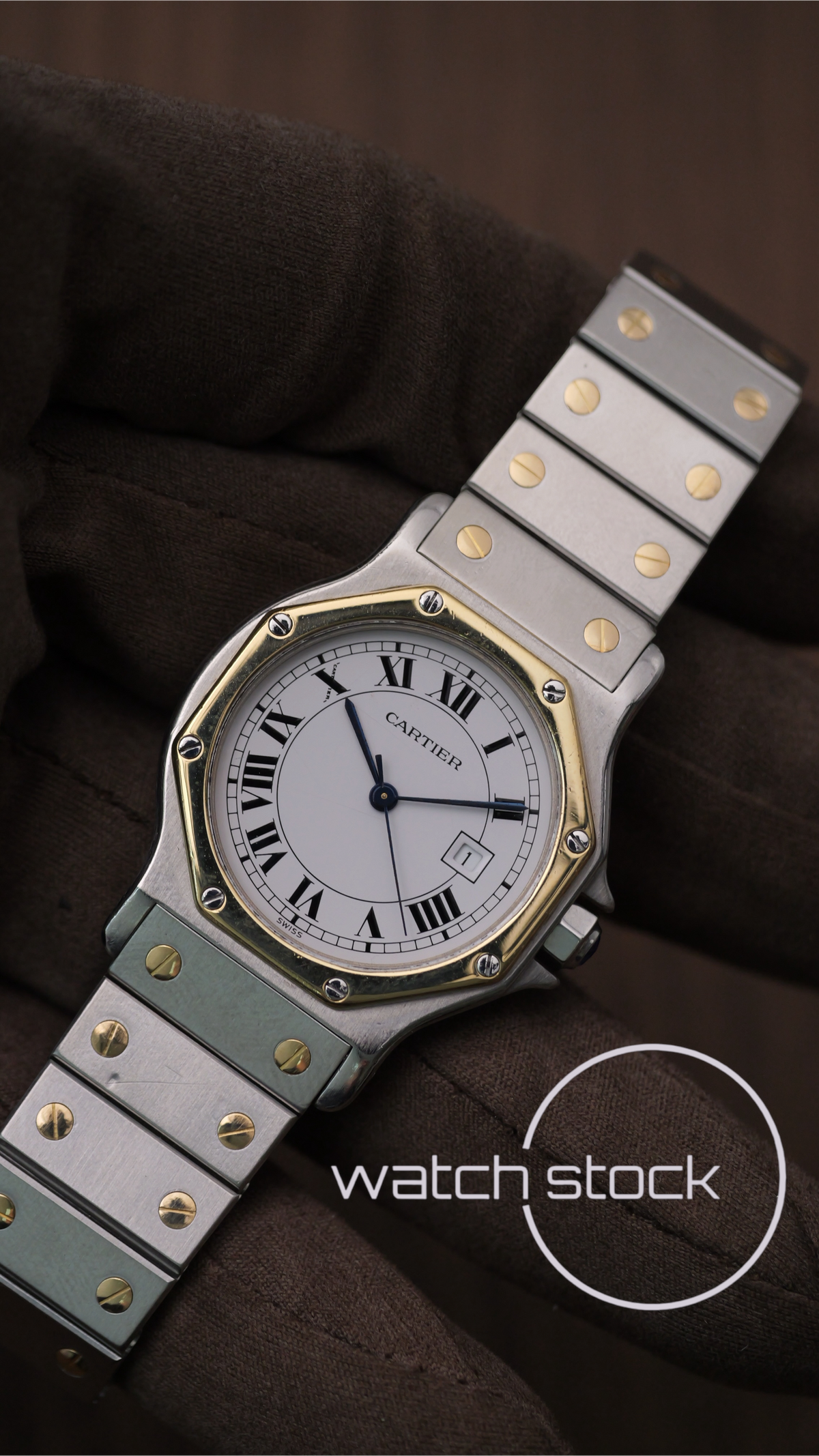 Cartier santos Octagon 30mm acciaio oro Large men ref.2966 Automatic