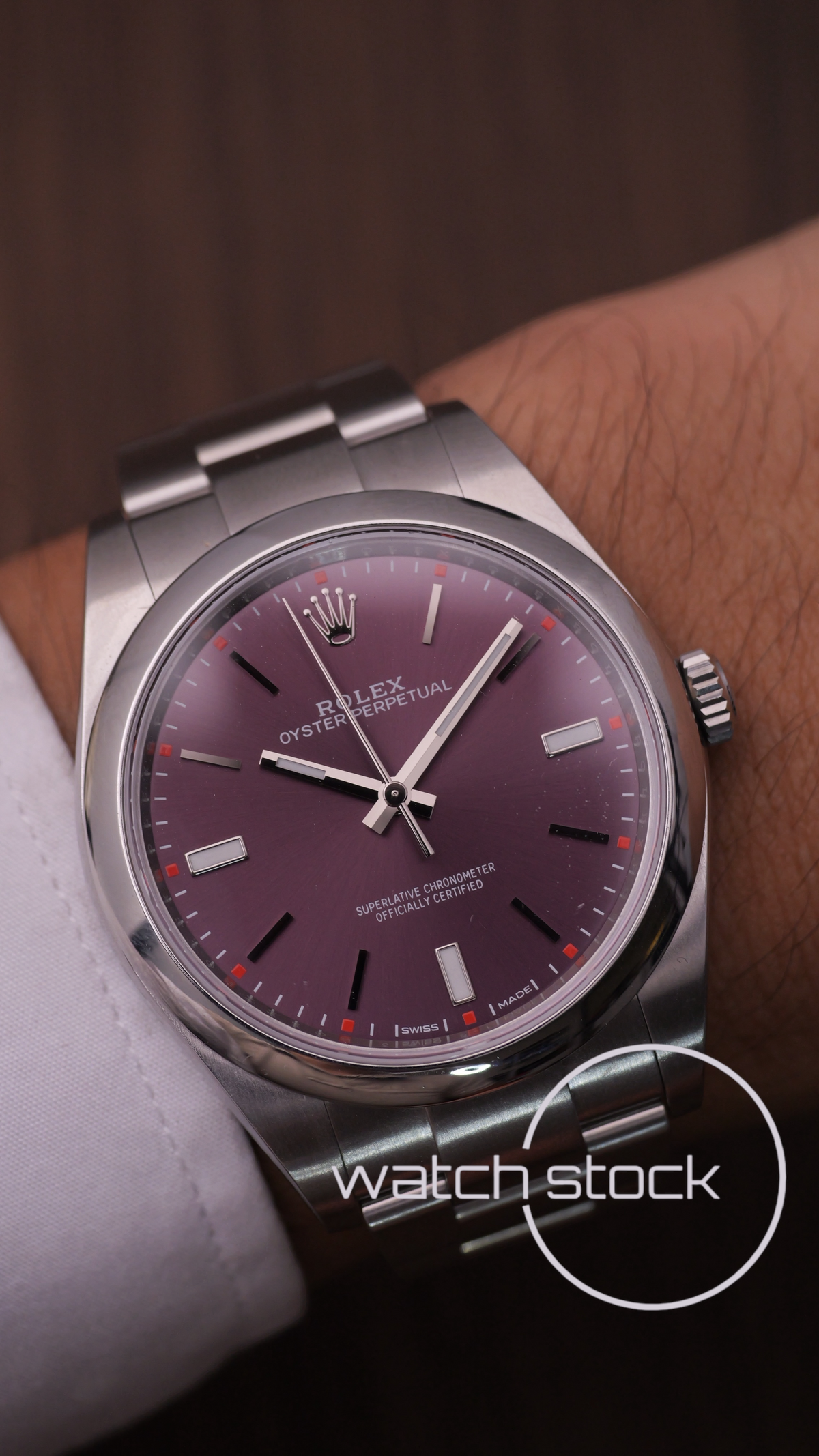 Rolex oyster perpetual purple dial 2017 ref.114300 38mm