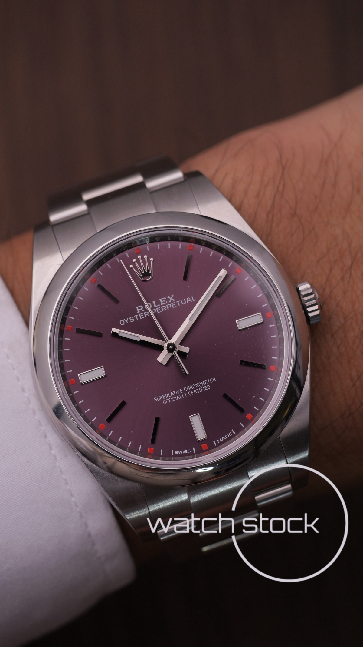 Rolex oyster perpetual purple dial 2017 ref.114300 38mm