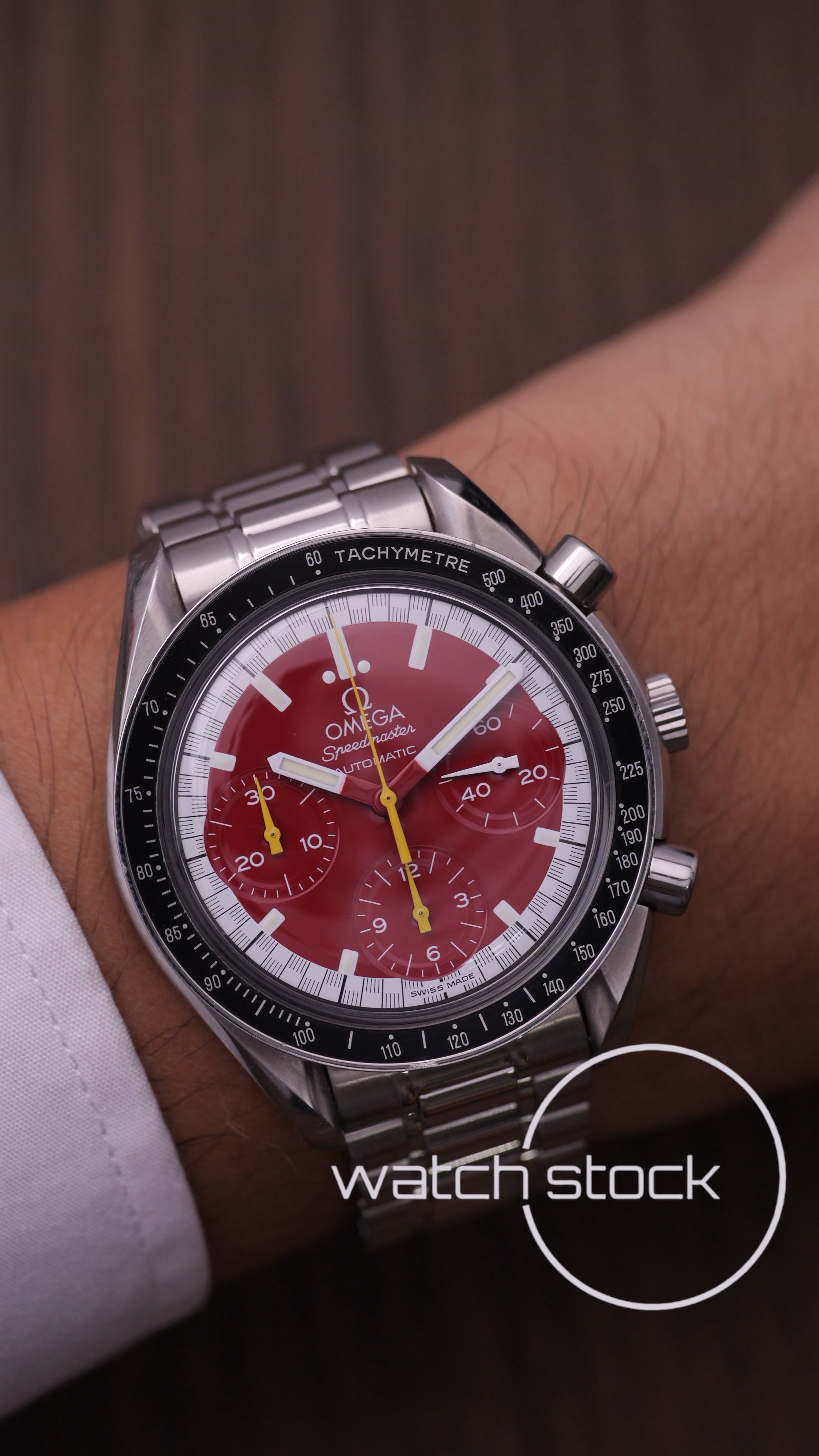 Omega speedmaster Schumacher reduced red dial ref. 175.0032 39mm automatic 1995
