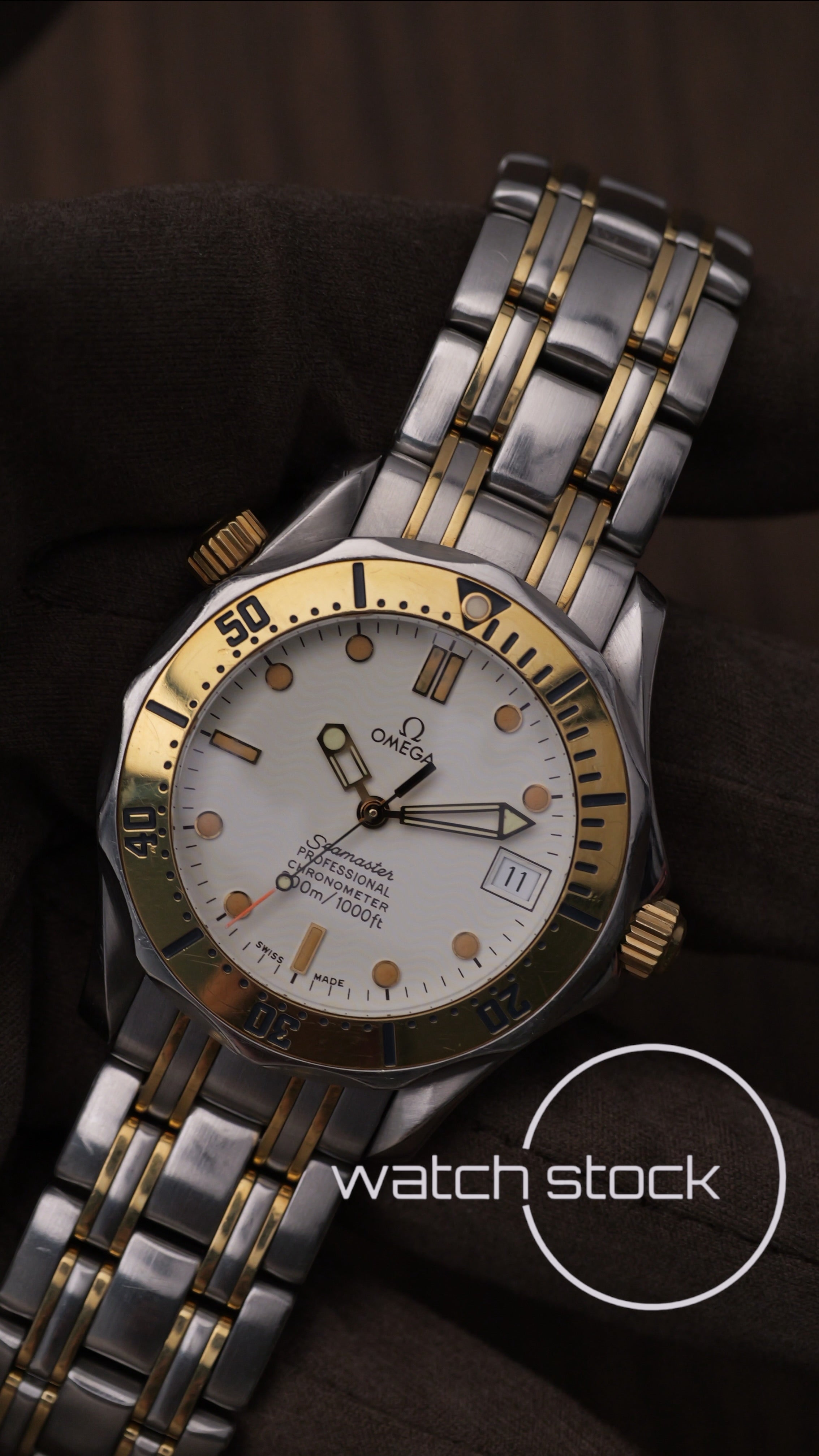 Omega seamaster 300m 36mm white dial two-tone ref 168.1502