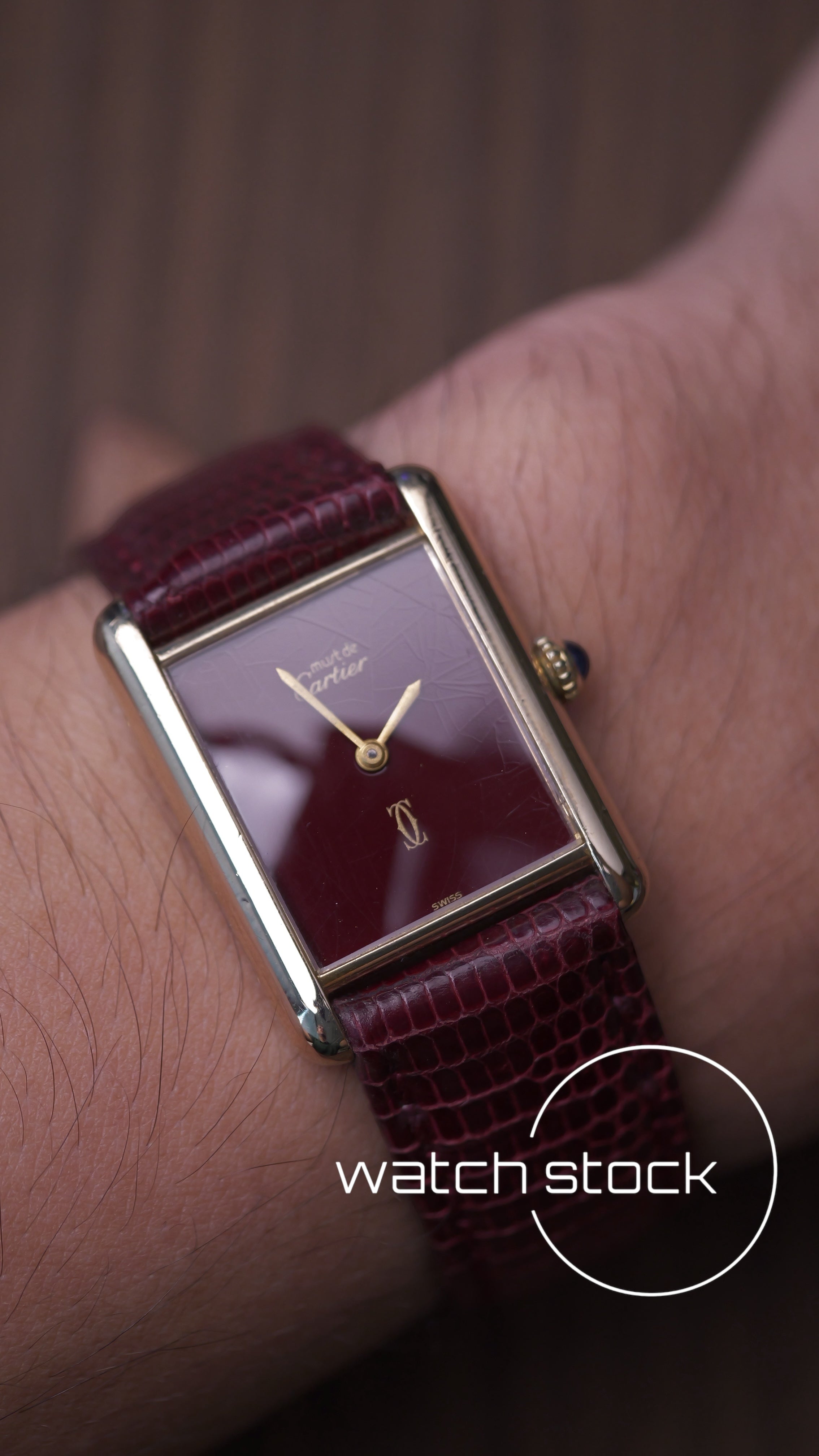Cartier tank vintage burgundy dial tg.6
