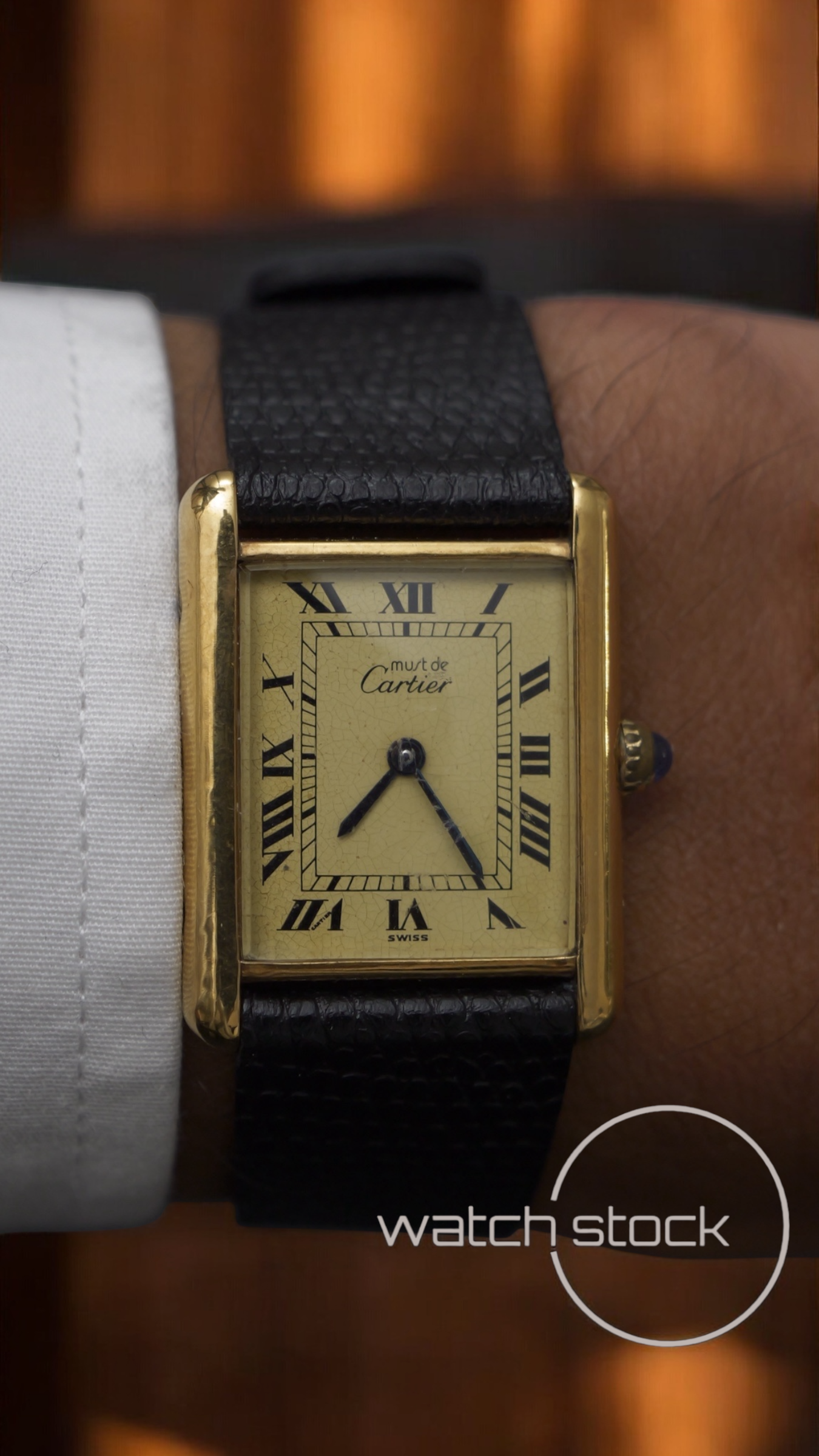 Cartier tank vermeil argent plaque caramel dial quarz tg.6 grande APPENA REVISIONATO