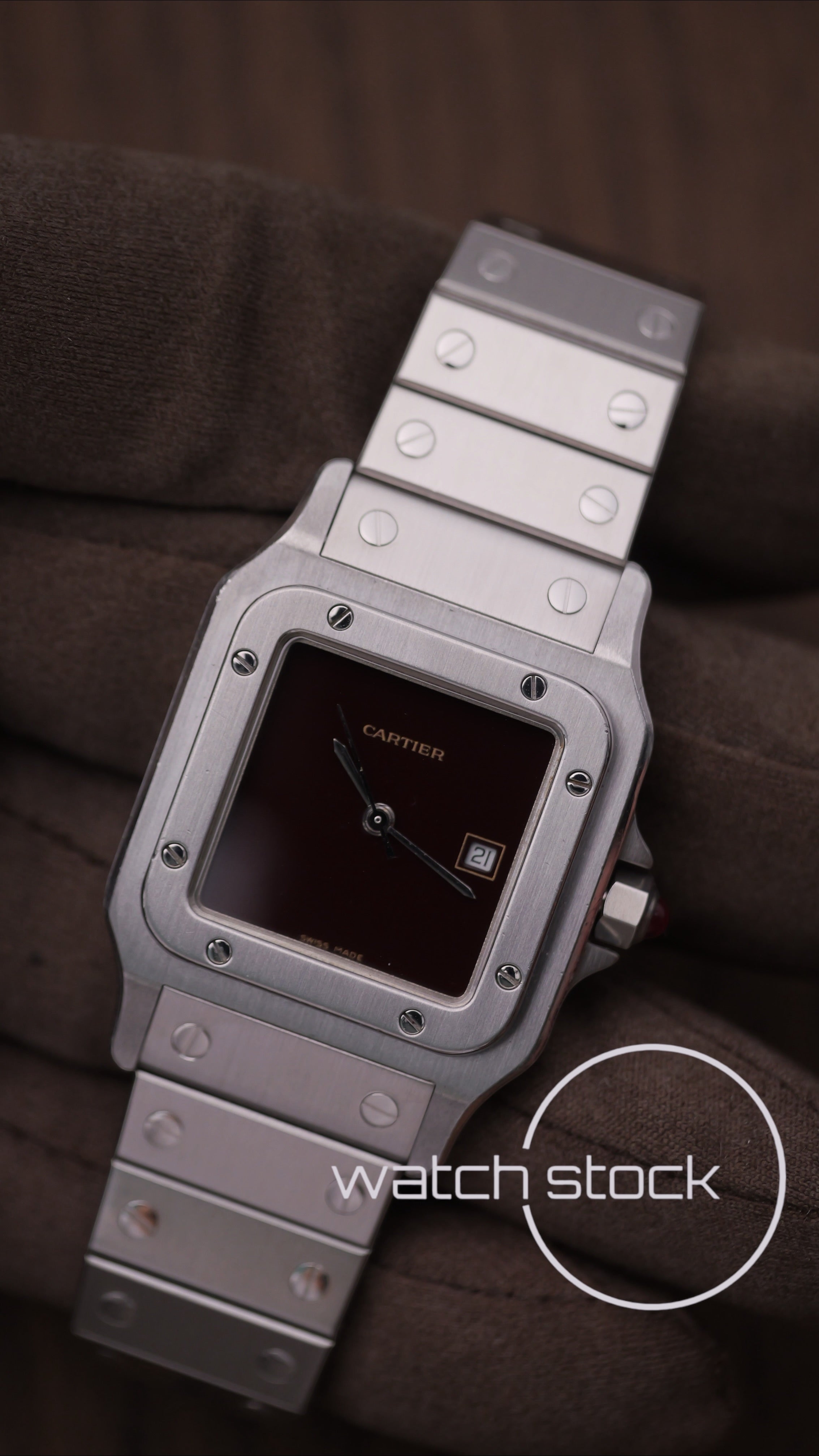 Cartier santos carre burgundy 29x41mm men ref.2960 Automatic