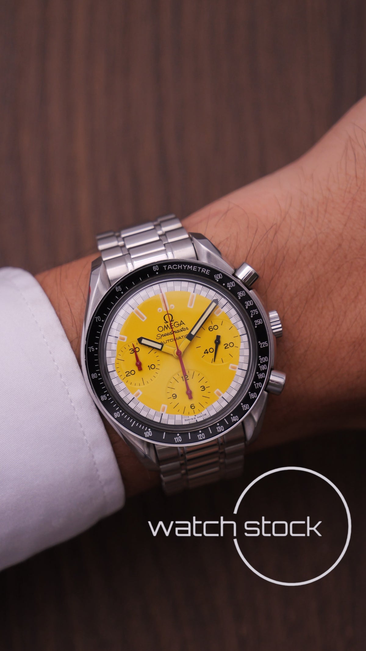 Omega speedmaster Schumacher reduced yellow dial ref. 175.0032 39mm automatic 1995