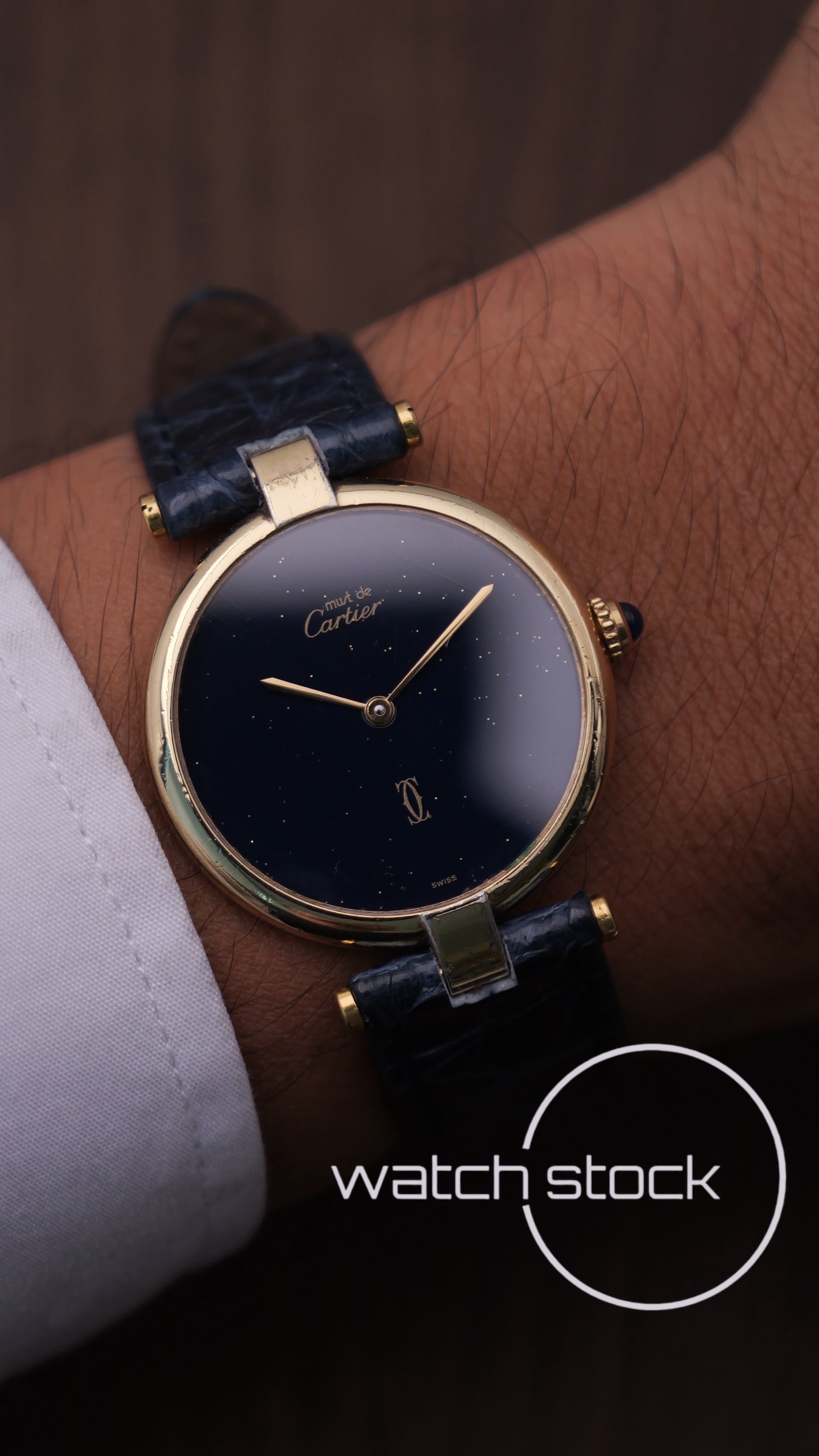 Cartier Vendome 30mm blue stardust dial unisex 1980º