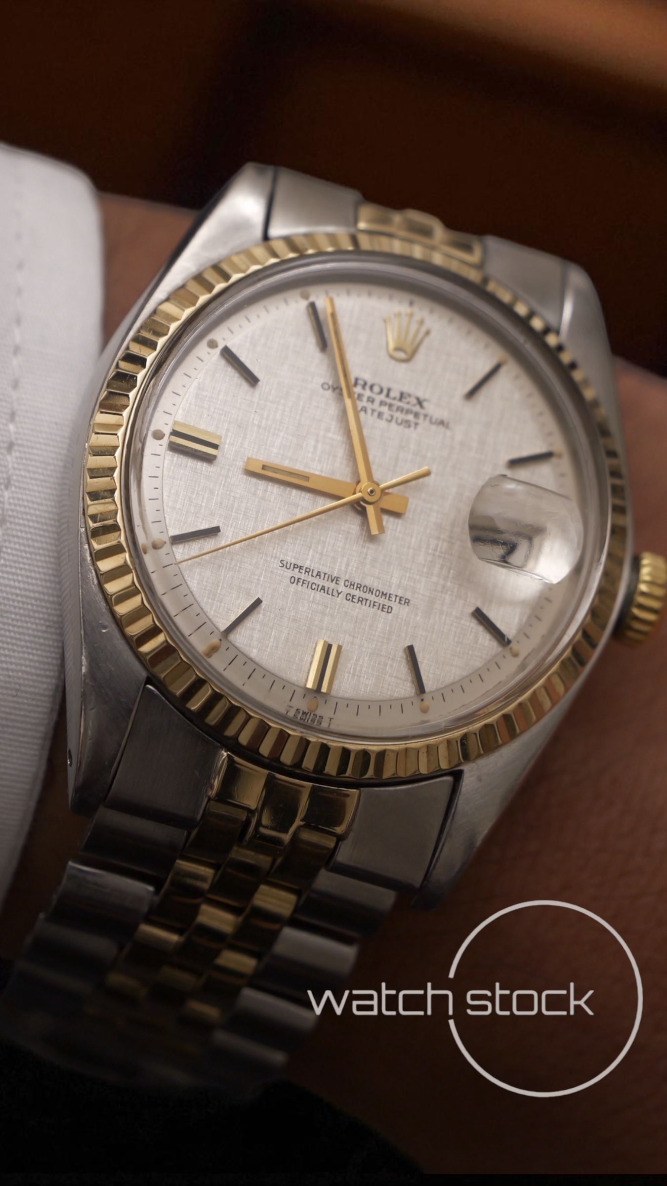 Rolex datejust linen dial 36mm ref. 1601 steel / gold bitonale