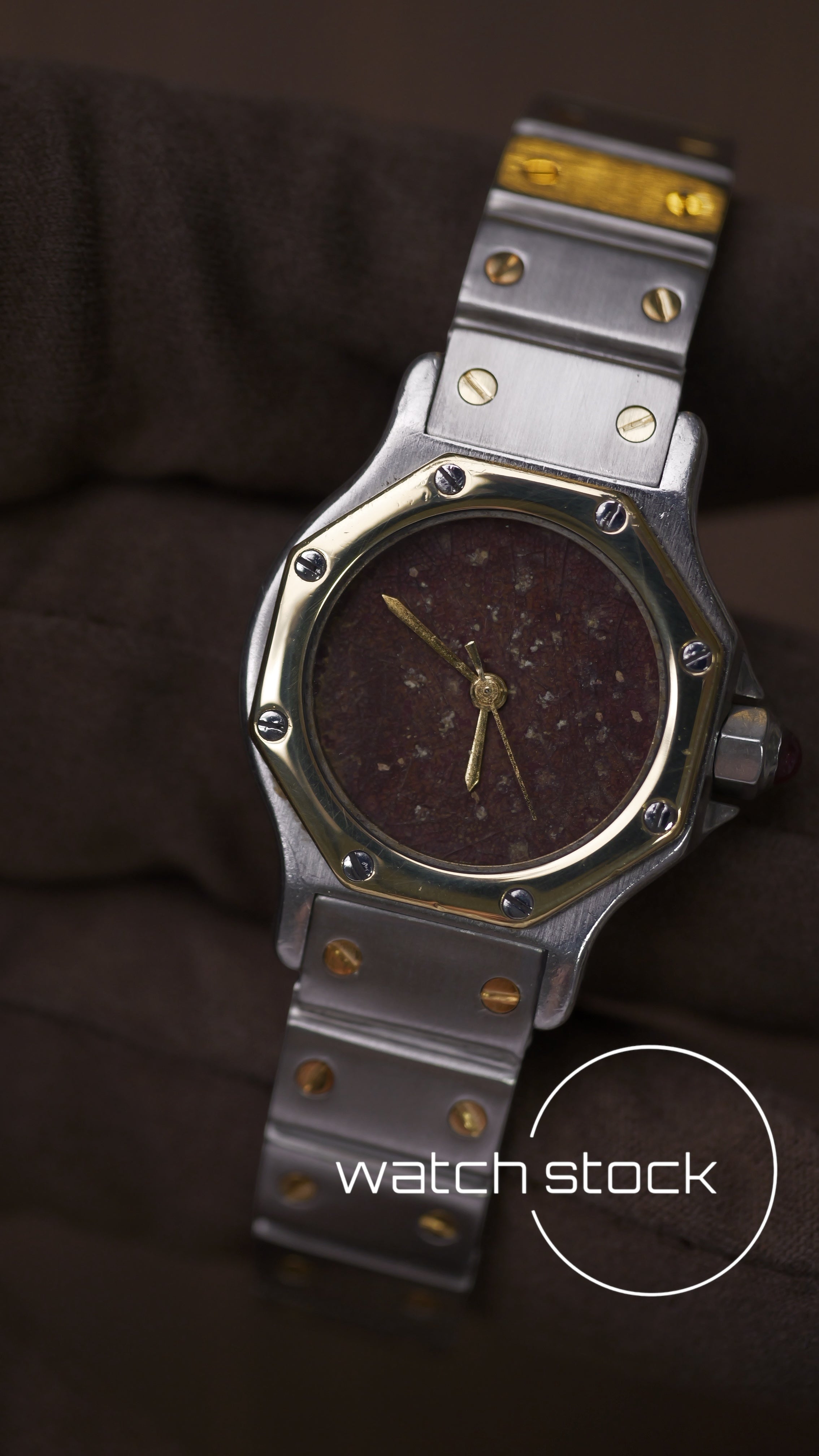 Cartier santos octagon 26mm santos de cartier ref. 0907 Rare dial Burgundy red marble effect  lady Automatic