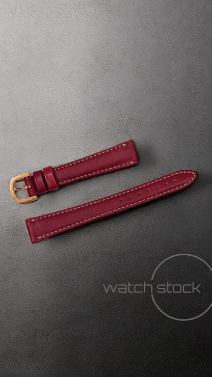 Cinturino Longines in pelle rosso con fibbia loggata ansa 14mm