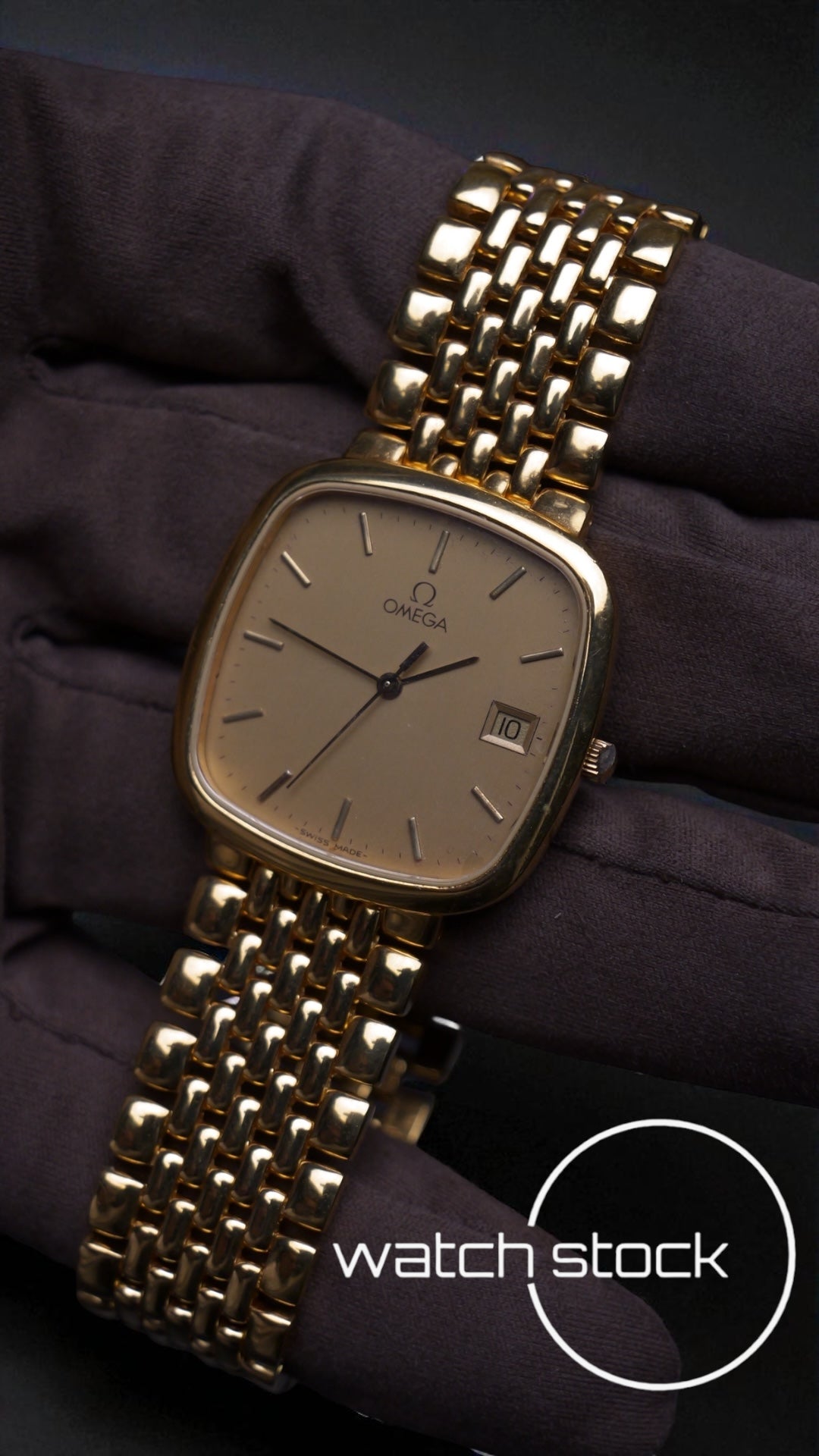 Omega de ville bracciale chicchi di riso placcato oro ref: 39508772 anno 1989