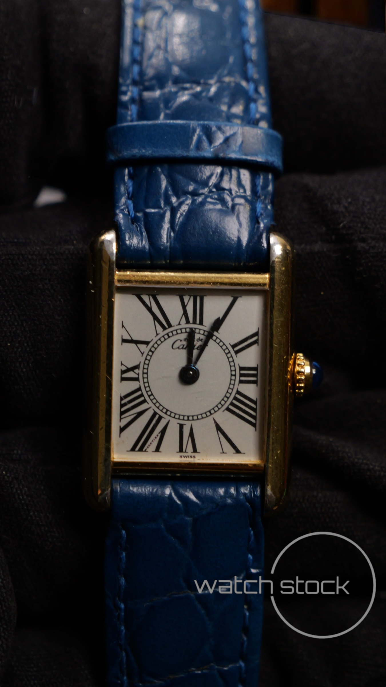 Cartier tank vermeil must de cartier argent plaque gold roman number dial quarz tg.3