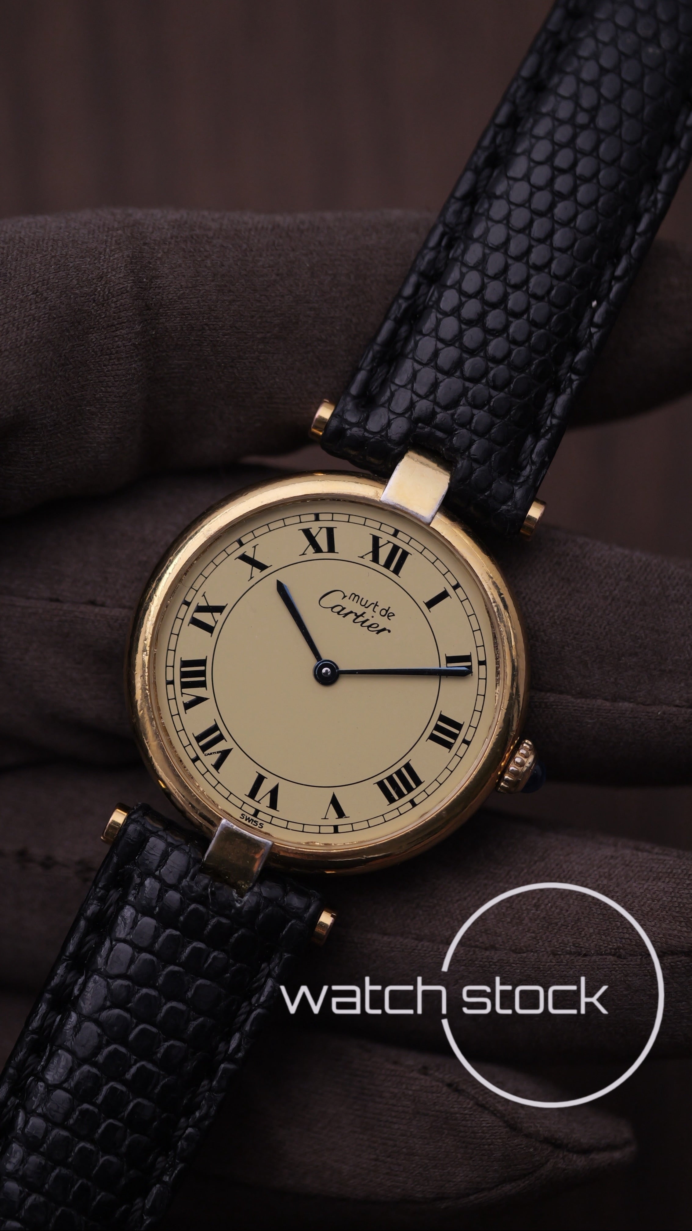 Cartier Vendome Full set 30mm Lemon Roman dial anno 1990