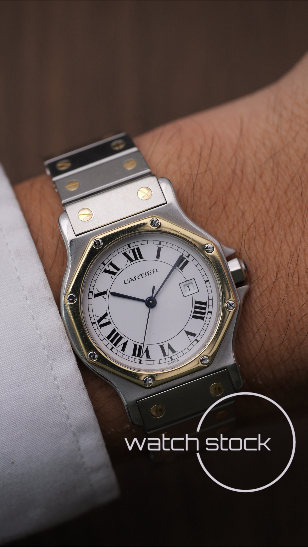 Cartier santos Octagon 30mm acciaio oro Large men ref.2966 Automatic