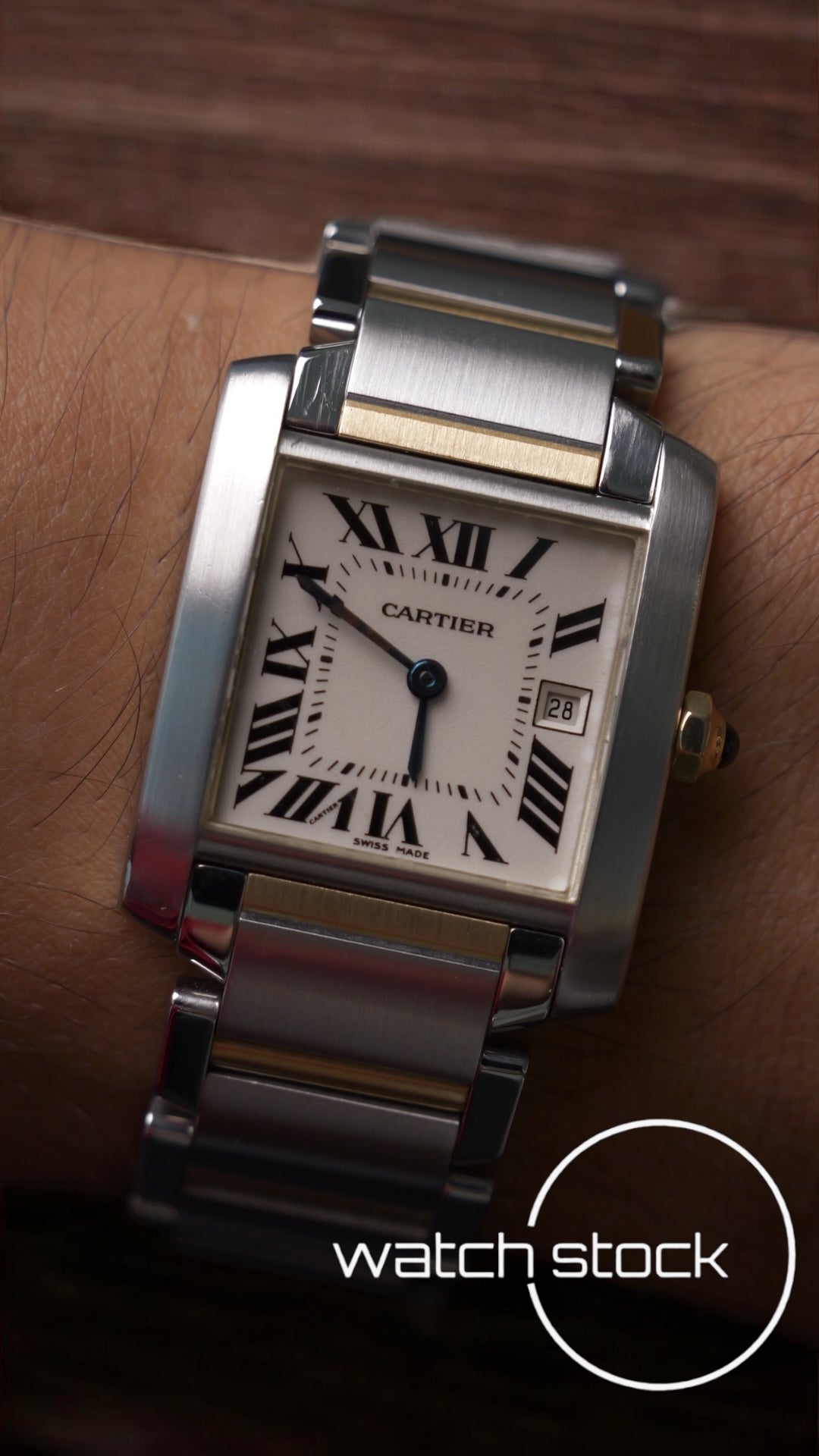Cartier tank francaise two-tone ref.2465 29x30mm quarz