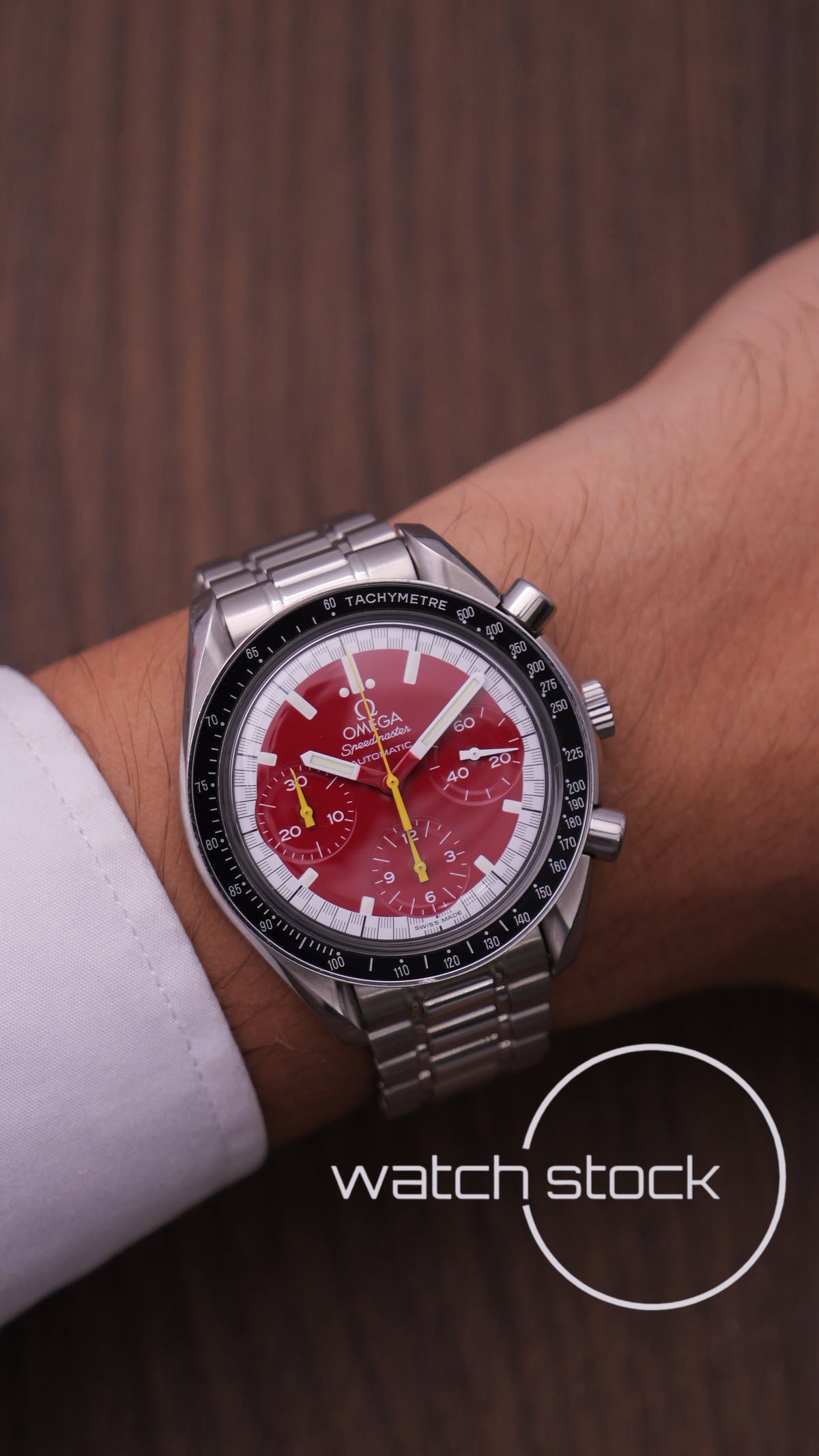 Omega speedmaster Schumacher reduced red dial ref. 175.0032 39mm automatic 1995