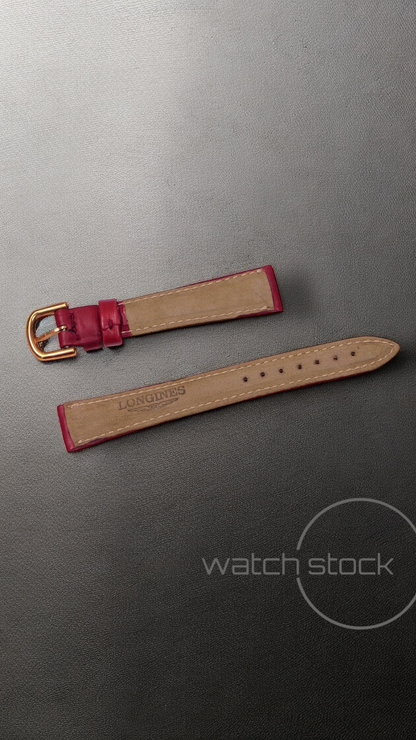 Cinturino Longines in pelle rosso con fibbia loggata ansa 14mm