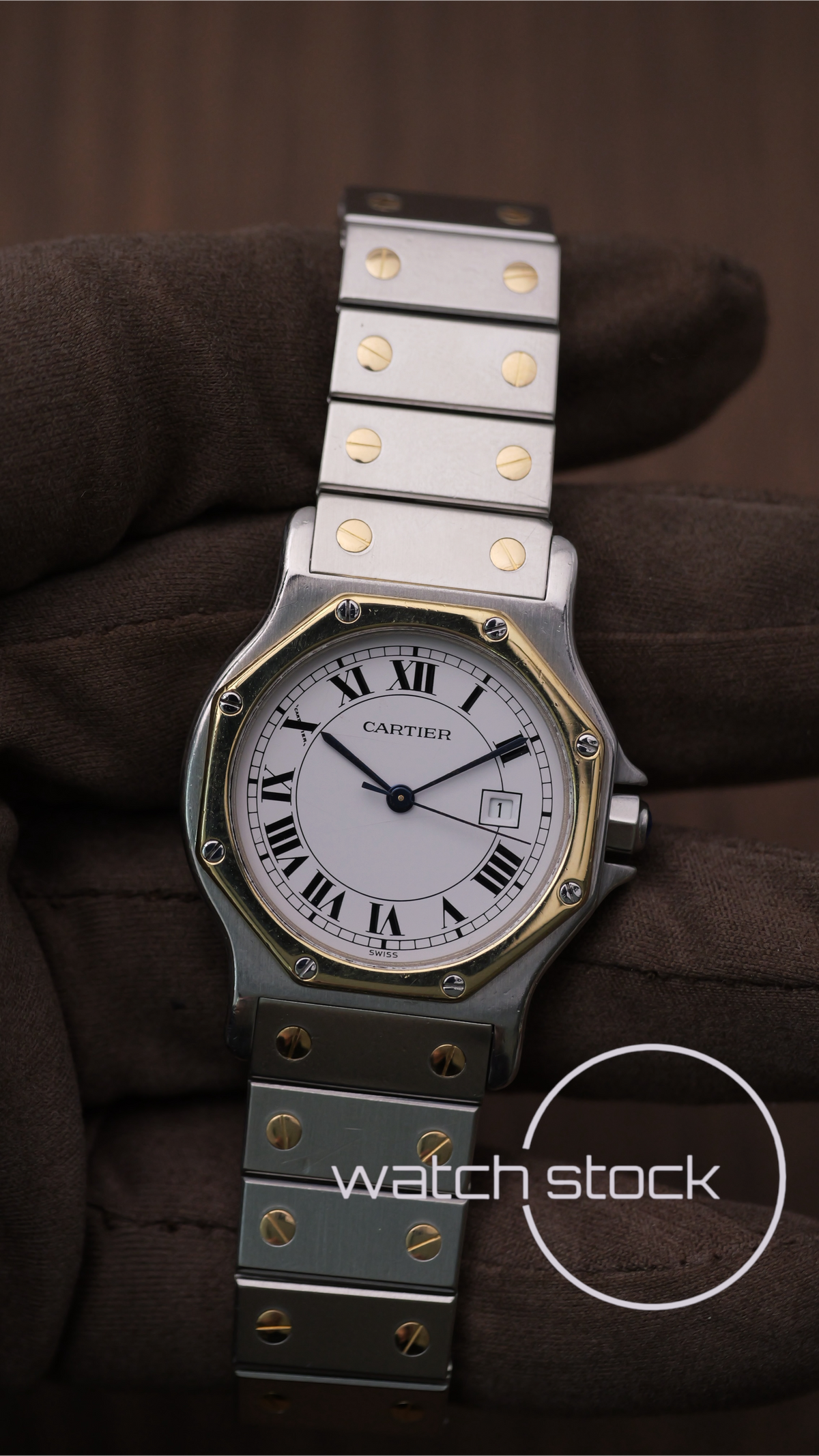 Cartier santos Octagon 30mm acciaio oro Large men ref.2966 Automatic