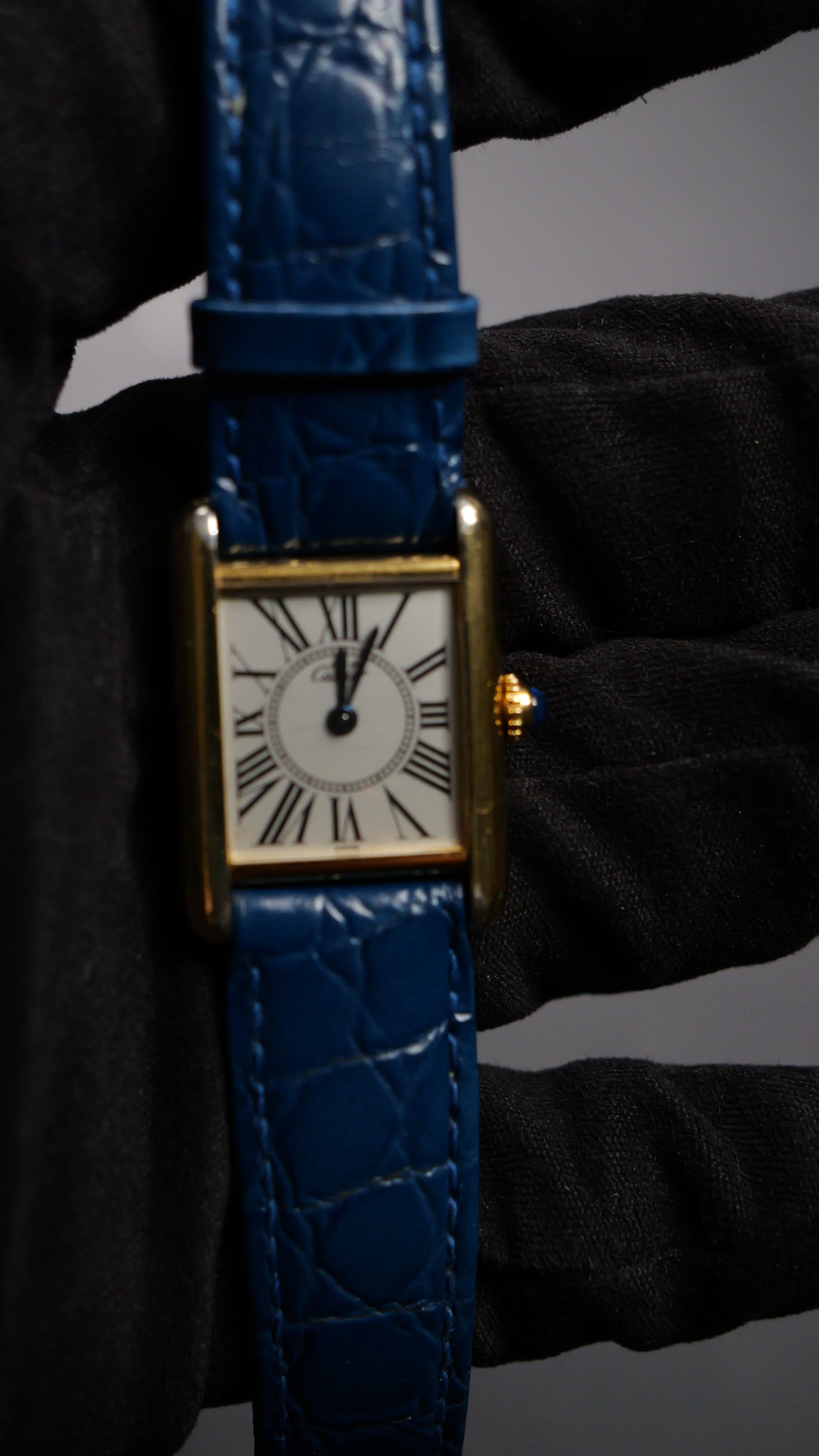Cartier tank vermeil must de cartier argent plaque gold roman number dial quarz tg.3