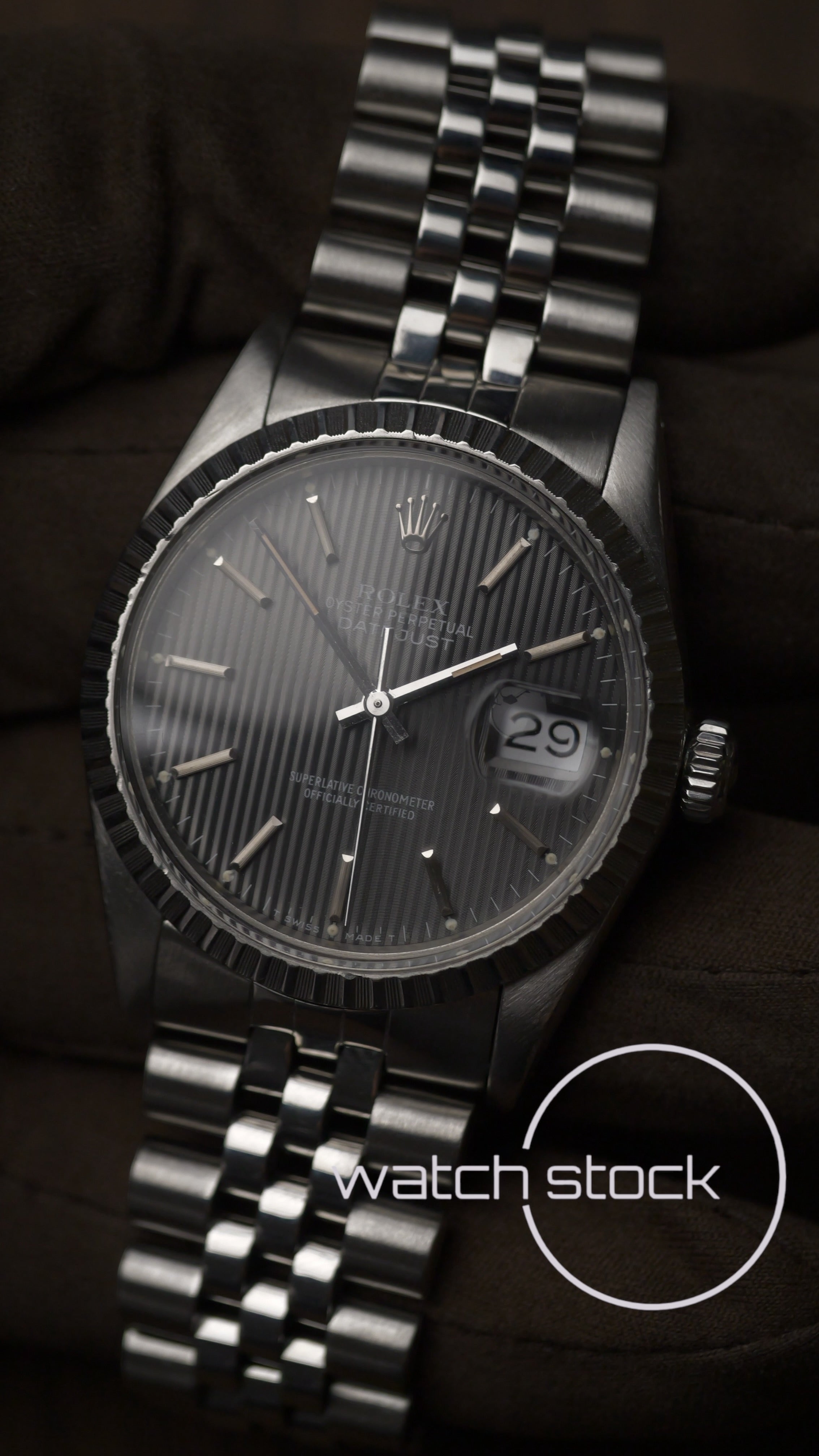Rolex datejust 36mm grey tapestry dial 1987 ref.16030