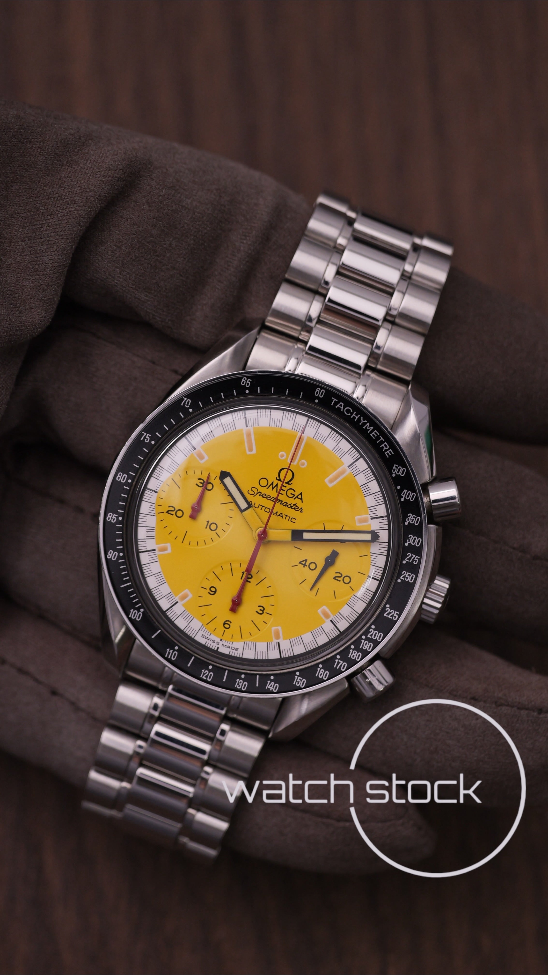 Omega speedmaster Schumacher reduced yellow dial ref. 175.0032 39mm automatic 1995