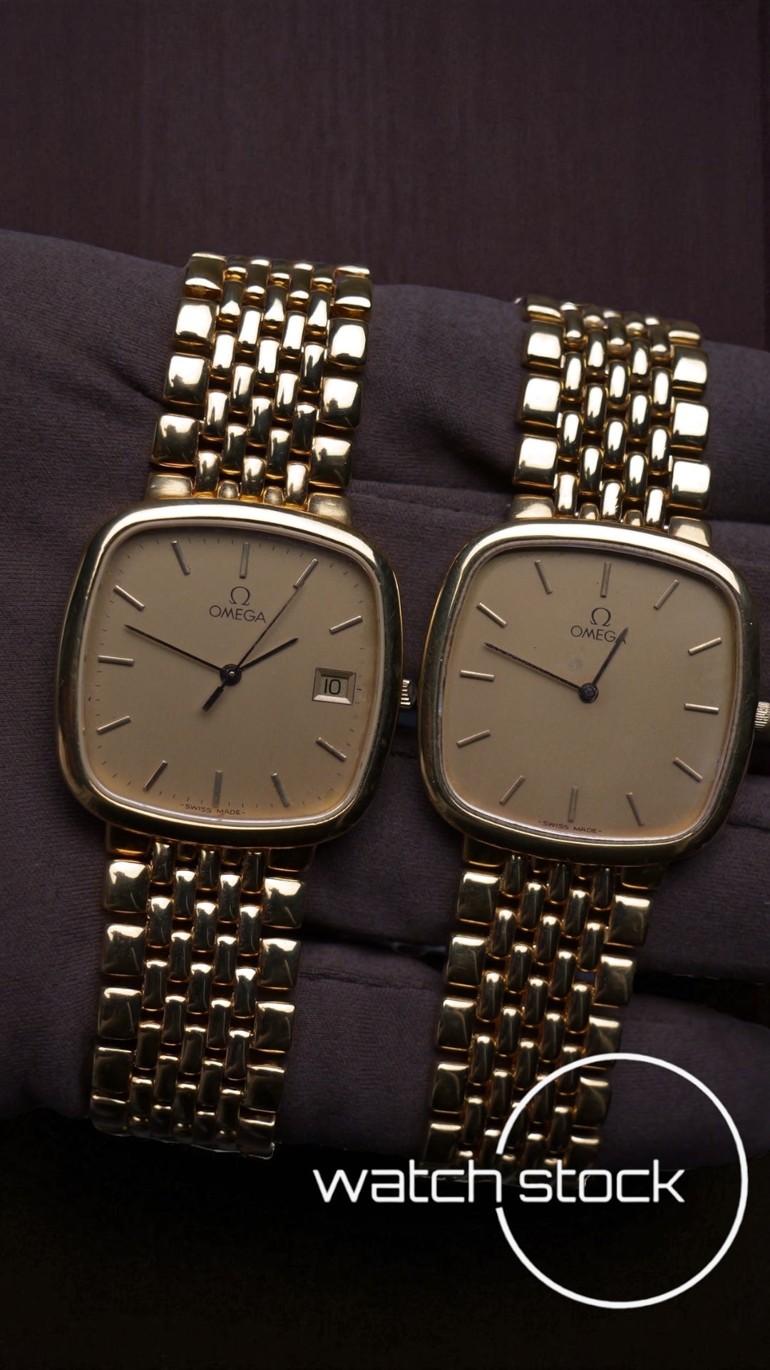 Coppia Omega de ville bracciale chicchi di riso placcati oro ref: 39508772 anno 1989